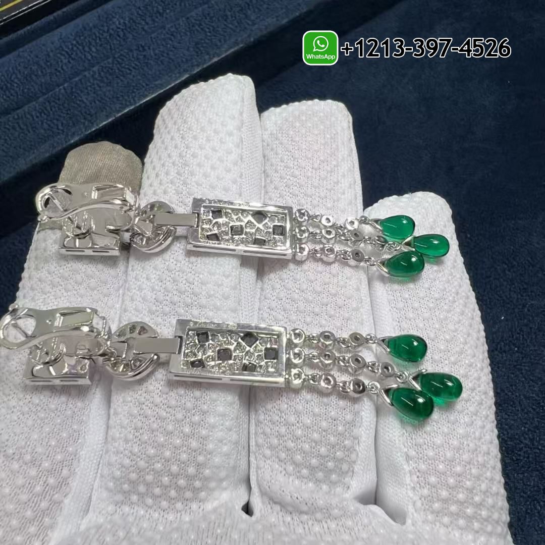aylvwporin5 Custom Made Best Quality 1:1 Cartier Panthère de Cartier 18K White Gold Diamonds, Onyx,Emeralds Drop Earrings - High Quality 18k Gold and Diamond Luxury Distinctive Collection Designer Jewelry Customized Factory Price - Image 5