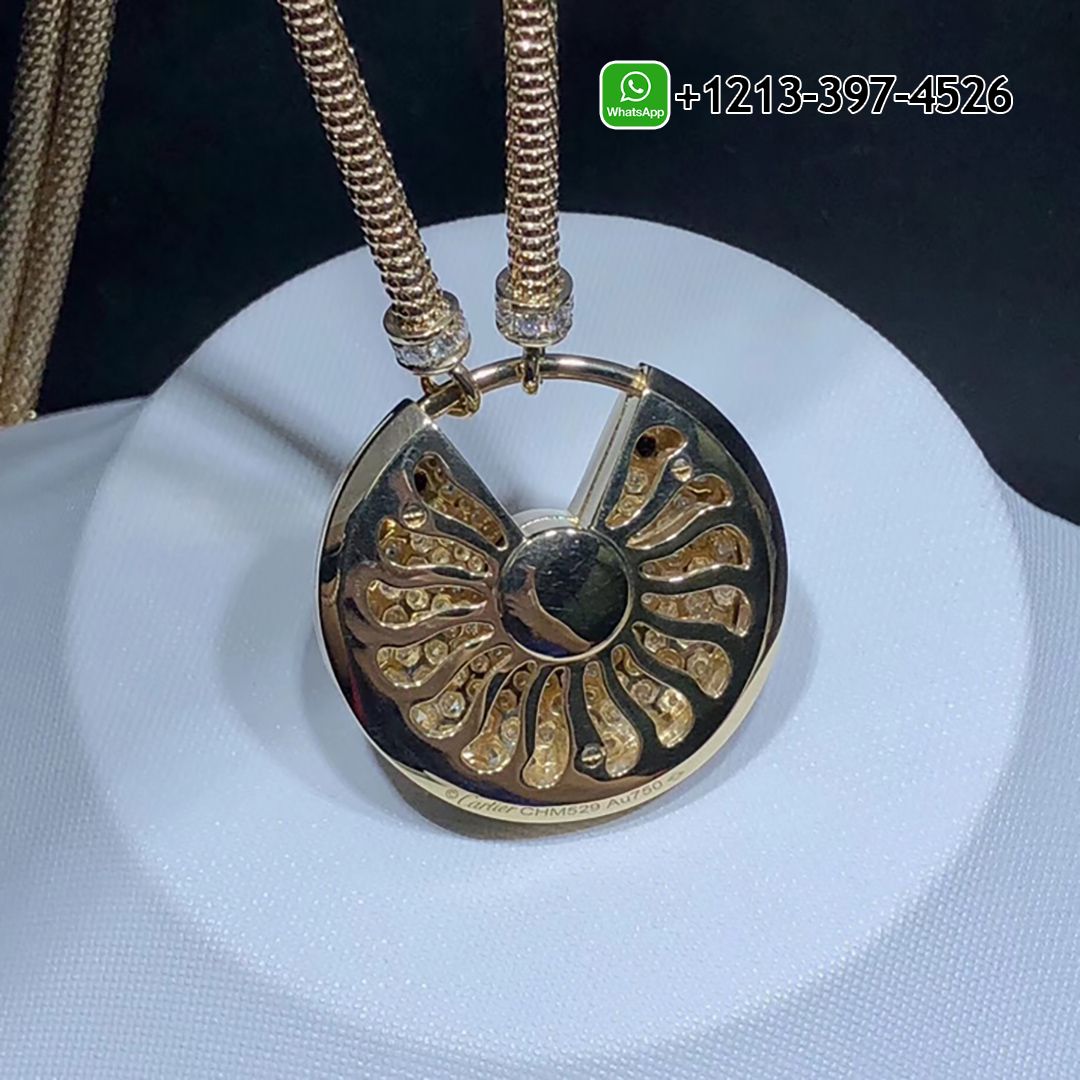 b02ny0ybsso Custom Made Best Quality 1:1 Cartier Amulette De Cartier 18K Yellow Gold Diamonds Onyx Large Model Necklace - High Quality 18k Gold and Diamond Luxury Distinctive Collection Designer Jewelry Customized Factory Price - Image 5