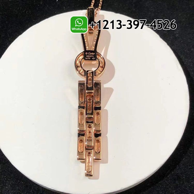 b03d4nc1usg Custom Made Best Sellers Quality 1:1 Cartier 18K Rose Gold Pave Diamond Agrafe Drop Pendant Necklace - High Quality 18k Gold and Diamond Luxury Distinctive Collection Designer Jewelry Customized Factory Price - Image 2