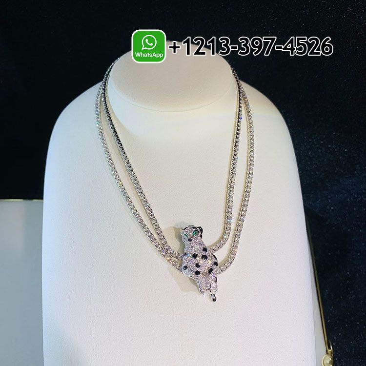 b0bebq22tbb Custom Made Cartier 18k White Gold Pave Diamonds Onyx Emeralds Panthère de Cartier High Jewelry Necklace - High Quality 18k Gold and Diamond Luxury Distinctive Collection Designer Jewelry Customized Factory Price - Image 5
