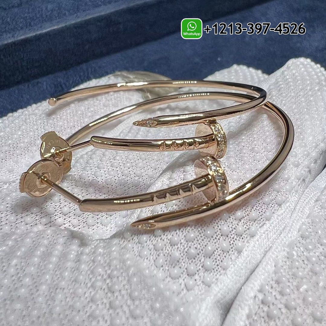 1:1 Best Quality Cheap Cartier Juste un Clou 18k White Gold Diamonds Large Model Nail Hoop Earrings - High Quality 18k Gold and Diamond Luxury Distinctive Collection Designer Jewelry Customized Factory Price