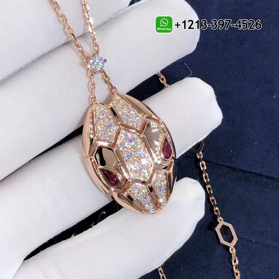b0z1d3zvjkm Custom Made Best Sellers Quality 1:1 Copy Bulgari Serpenti Rubellite 18K Rose Gold Diamond Necklace - High Quality 18k Gold and Diamond Luxury Distinctive Collection Designer Jewelry Customized Factory Price - Image 2