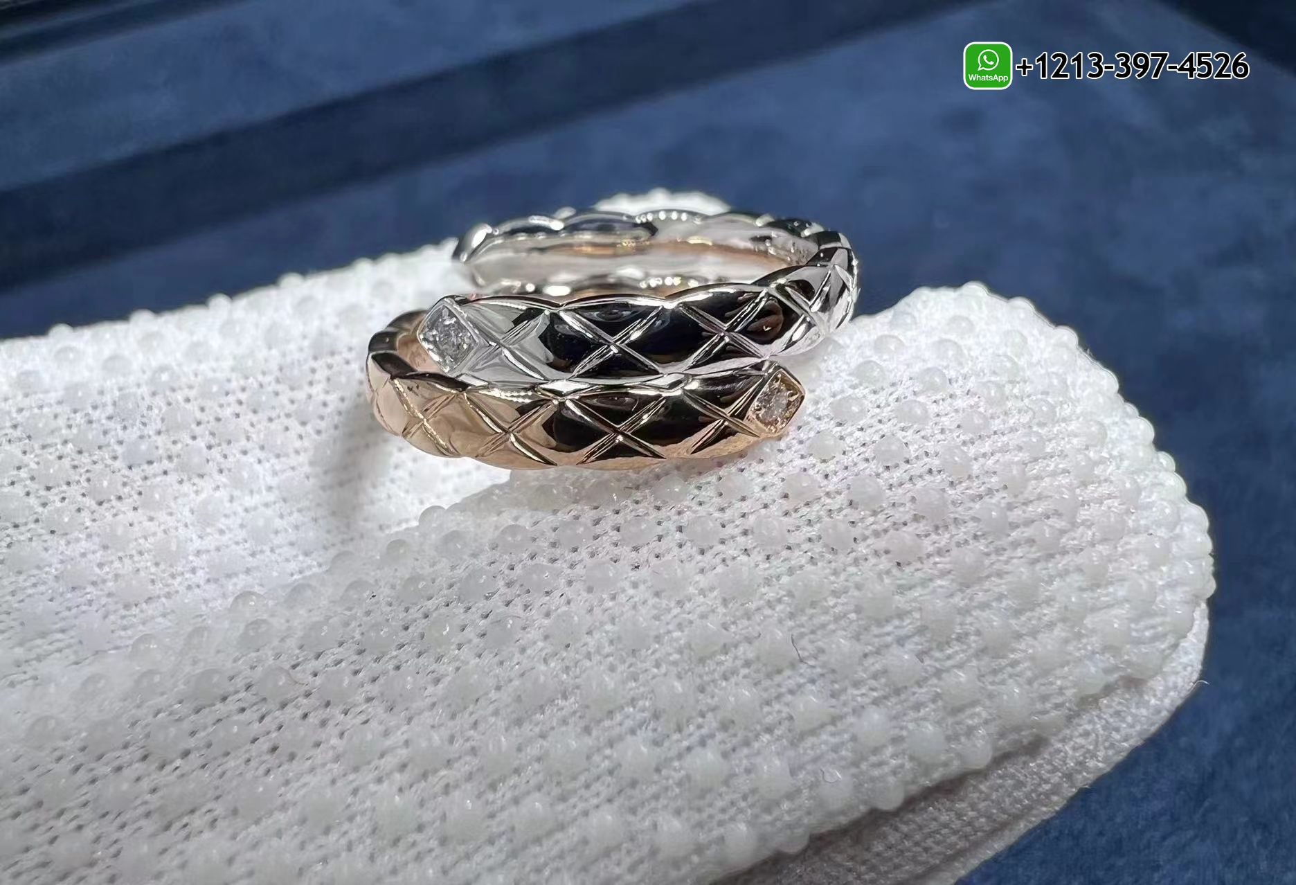 b4em2qvfl2j Custom Made Best Sellers Quality 1:1 Copy Chanel Coco Crush Toi Et Moi Ring Quilted Motif, Small Version, 18k White and Beige Gold, Diamonds - High Quality 18k Gold and Diamond Luxury Distinctive Collection Designer Jewelry Customized Factory Price - Image 8