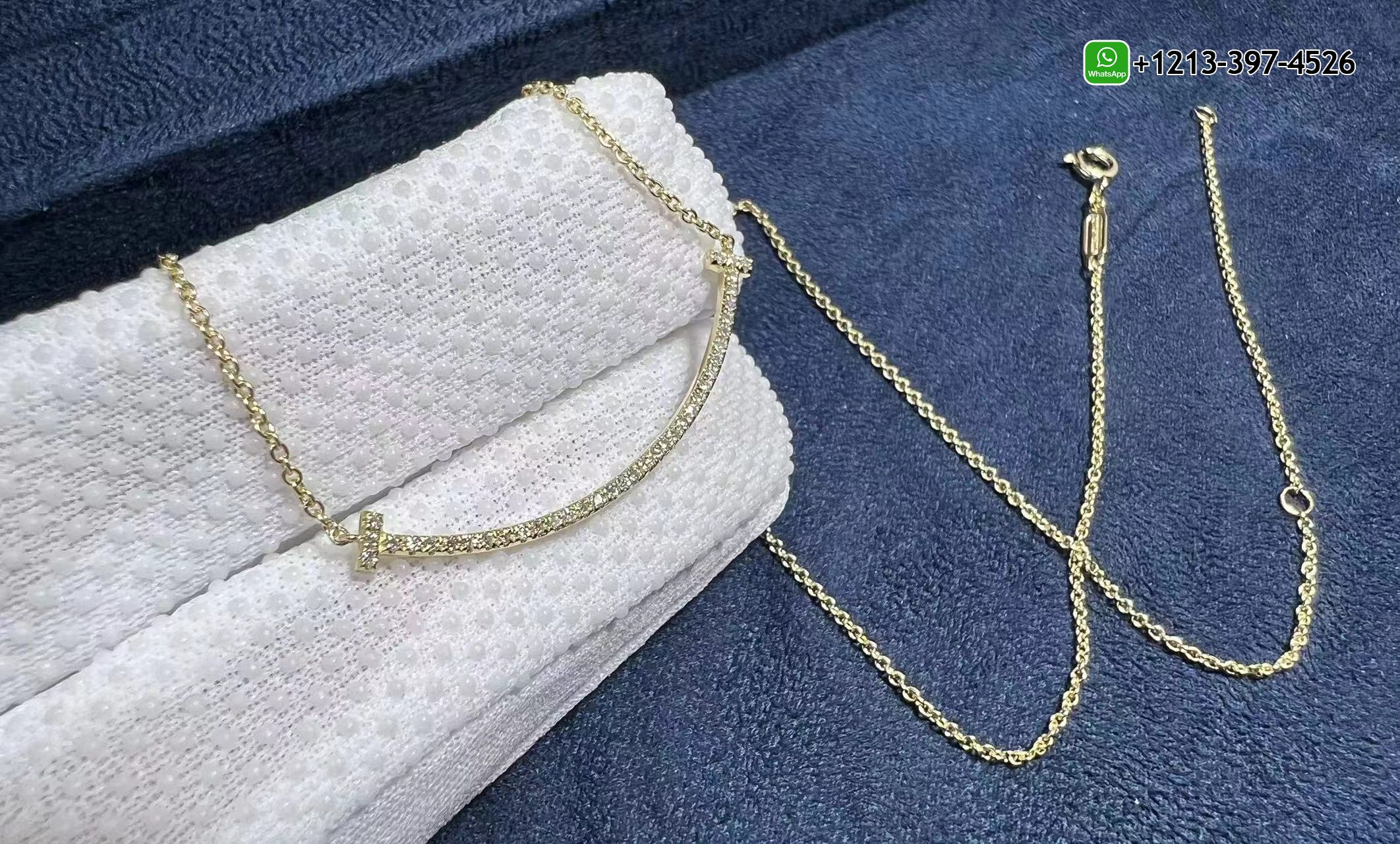 b4ho4nyjxbr Custom Made Best Sellers Quality 1:1 Copy Tiffany T Smile 18K Yellow Gold with Diamonds Small Pendant Necklace - High Quality 18k Gold and Diamond Luxury Distinctive Collection Designer Jewelry Customized Factory Price - Image 3