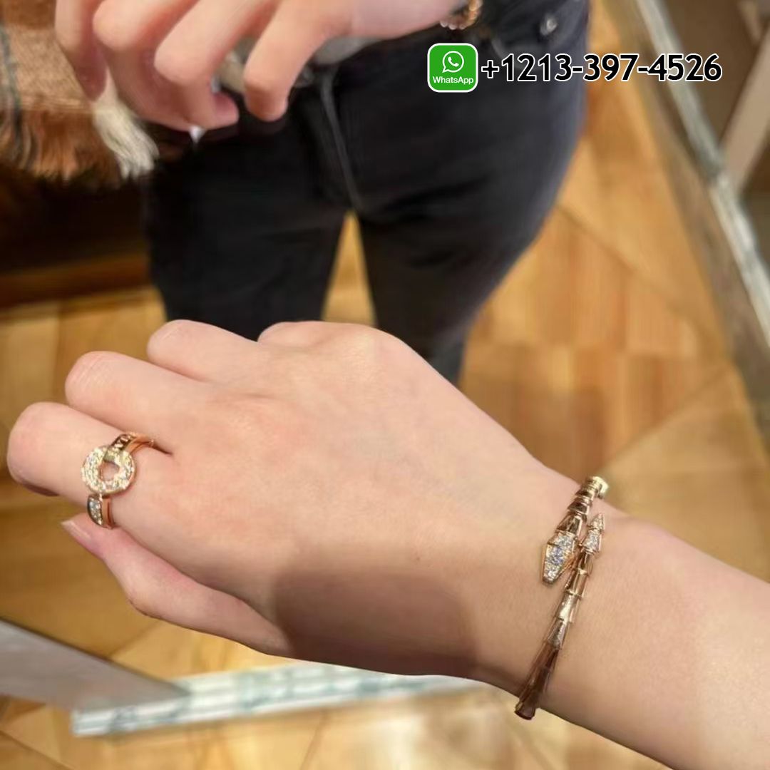 babdg0shizd Custom Made Best Sellers Quality 1:1 Bvlgari 18k Rose Gold Serpenti Viper Diamond One-coil Slim Bracelet - High Quality 18k Gold and Diamond Luxury Distinctive Collection Designer Jewelry Customized Factory Price - Image 5