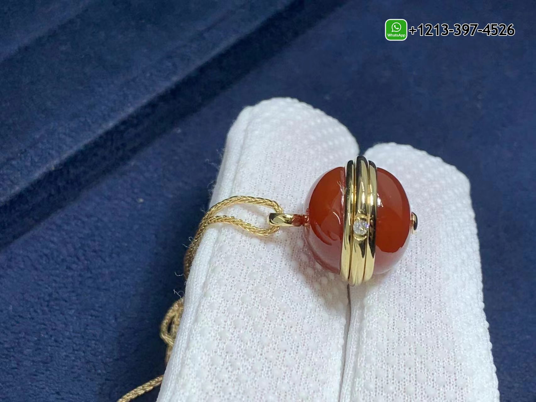 baigkolfmri Custom Made Best Quality 1:1 Cheap Piaget 18k Yellow Gold With Diamond Red Carnelian Possession Pendant Necklace - High Quality 18k Gold and Diamond Luxury Distinctive Collection Designer Jewelry Customized Factory Price - Image 4