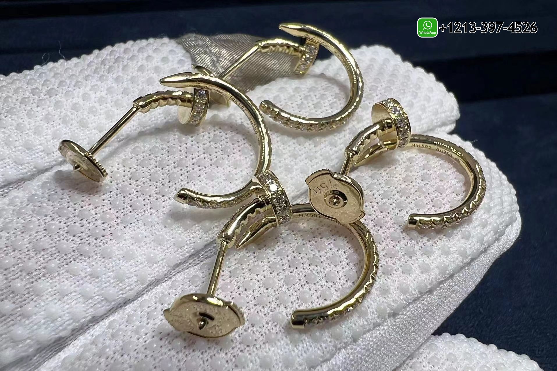 bd2amnisk5v Custom Made Best Sellers Quality 1:1 Copy Cartier Juste un Clou 18k Yellow Gold Pave Diamond Nail Hoop Earrings - High Quality 18k Gold and Diamond Luxury Distinctive Collection Designer Jewelry Customized Factory Price - Image 4