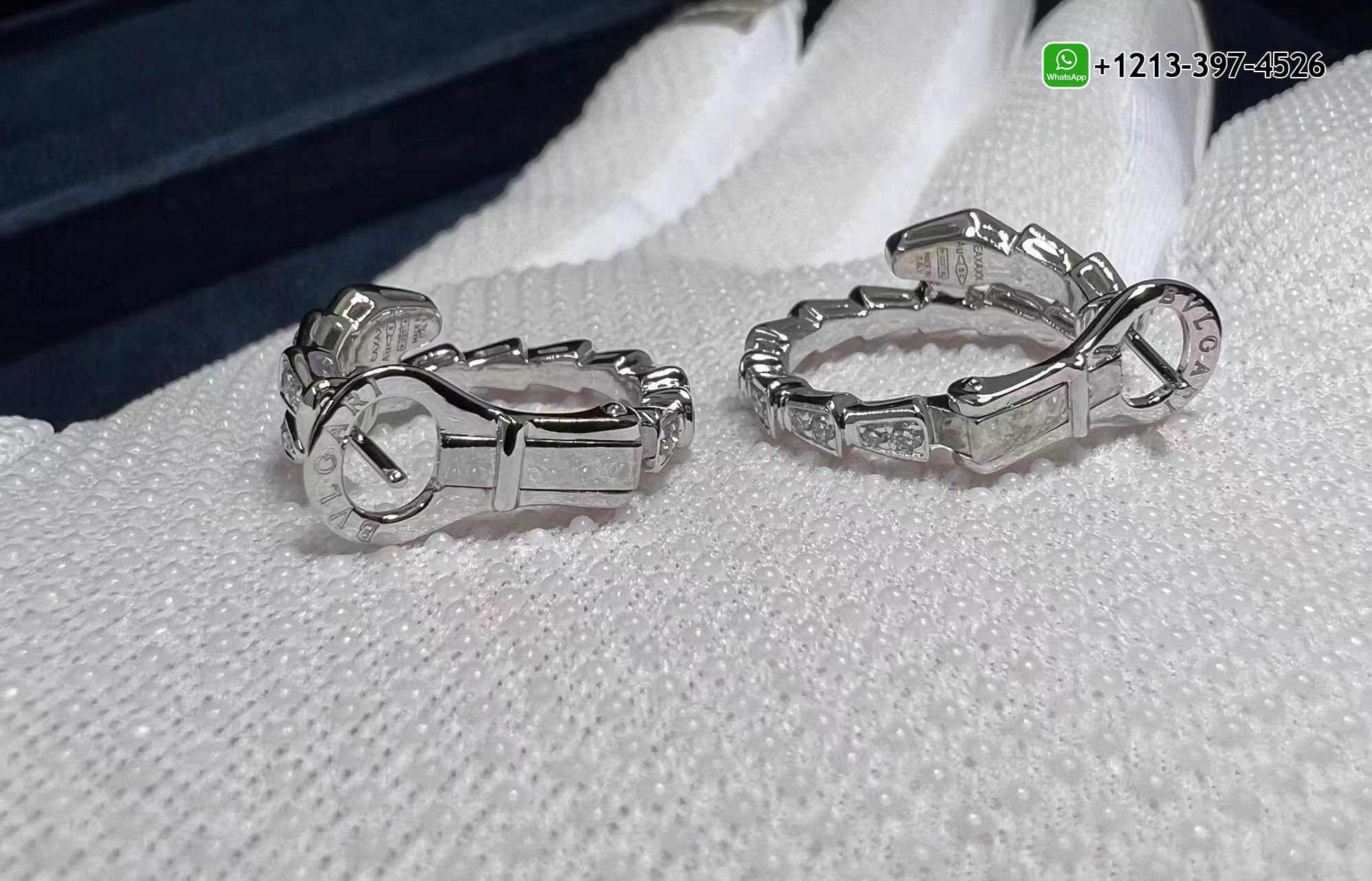 bhcmxqqiy0p Best Sellers 1:1 Quality Cheap Custom Made Bvlgari Serpenti Viper Full Pave Diamond 18k White Gold Hoop Earrings - High Quality 18k Gold and Diamond Luxury Distinctive Collection Designer Jewelry Customized Factory Price - Image 2