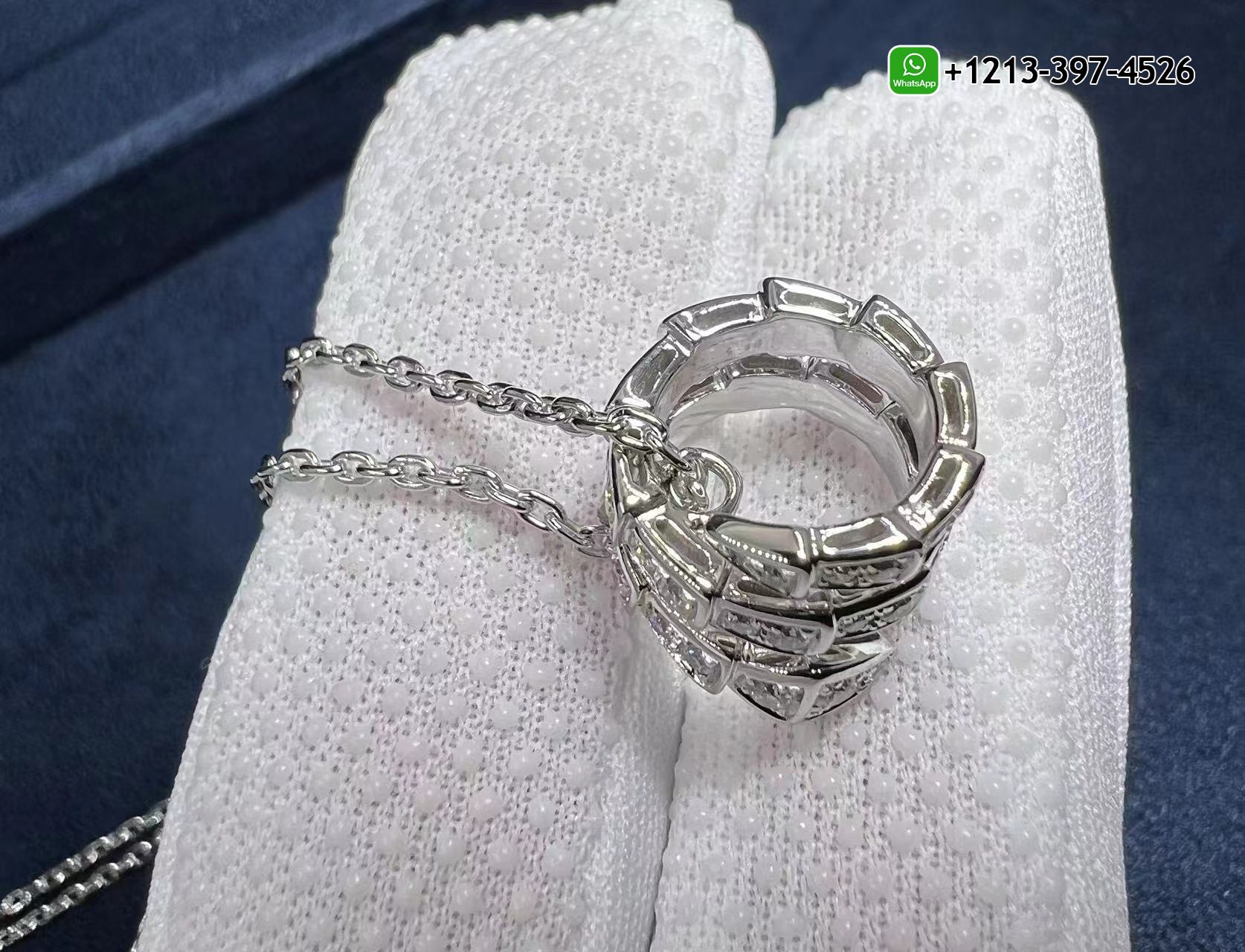 bhkf3jej1zv Custom Made Best Sellers Quality 1:1 Copy Bvlgari Serpenti Viper Full Pave Diamond 18k White Gold Pendant Necklace - High Quality 18k Gold and Diamond Luxury Distinctive Collection Designer Jewelry Customized Factory Price - Image 6
