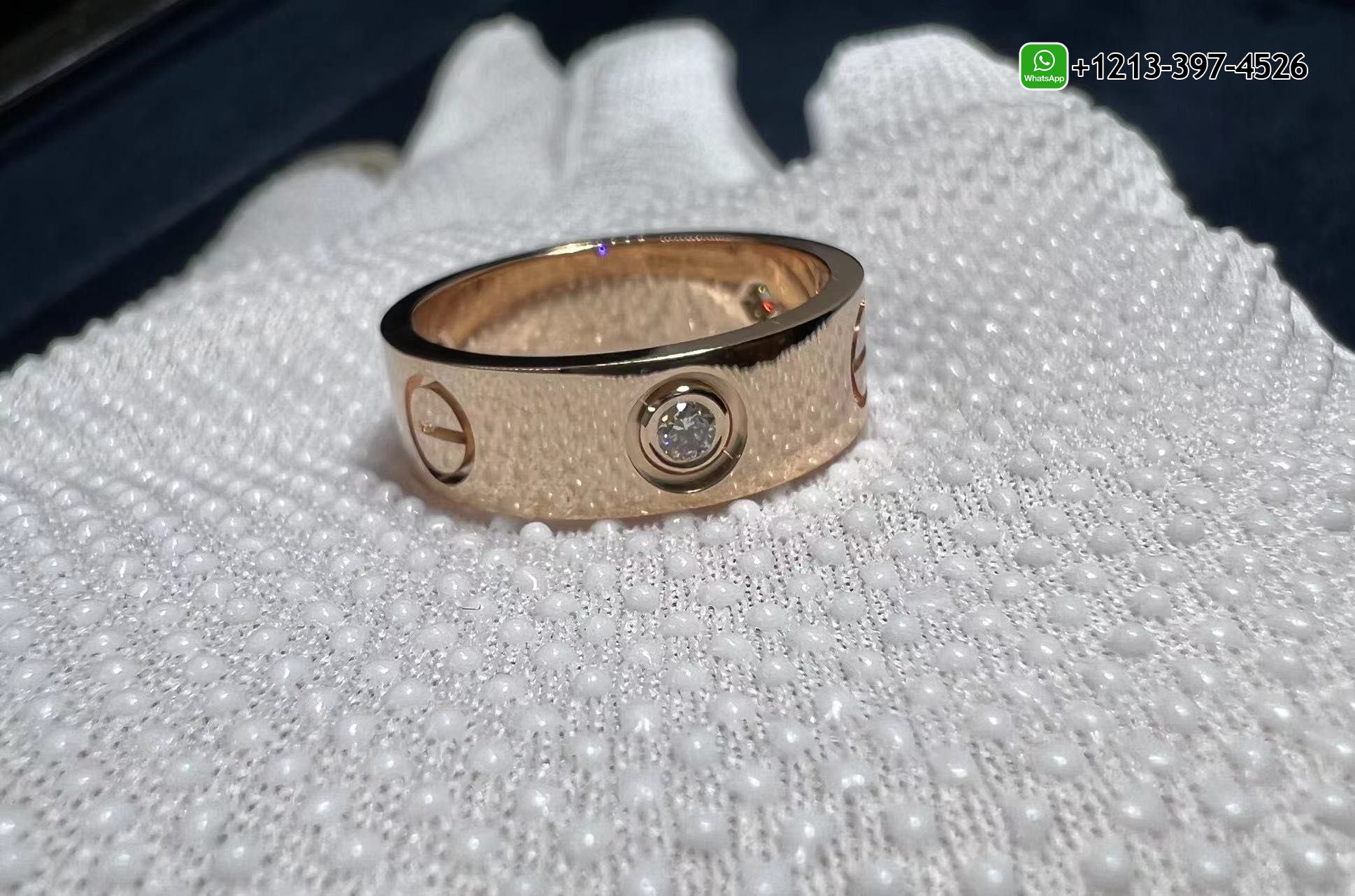 bio2nb0f1a0 Custom Made High Quality Cartier 18k Rose Gold 3 Diamonds LOVE Ring - High Quality 18k Gold and Diamond Luxury Distinctive Collection Designer Jewelry Customized Factory Price - Image 2