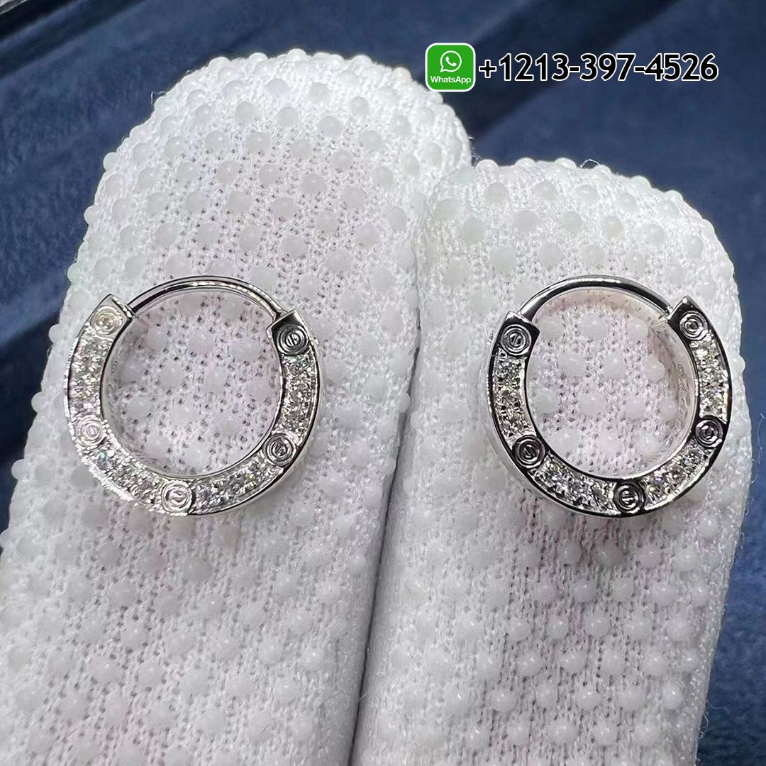 Best Sellers Quality 1:1 Copy Cartier 18K White Gold Pave Diamond 12MM Single LOVE Hoop Earring - High Quality 18k Gold and Diamond Luxury Distinctive Collection Designer Jewelry Customized Factory Price Blqvz5jjy0f