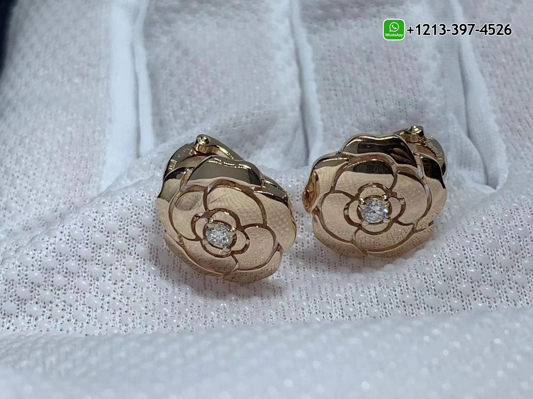 bm31gowcitc Best Sellers 1:1 Quality Cheap Chanel 18k Rose Gold & Diamond Extrait De Camélia Earrings - High Quality 18k Gold and Diamond Luxury Distinctive Collection Designer Jewelry Customized Factory Price - Image 4