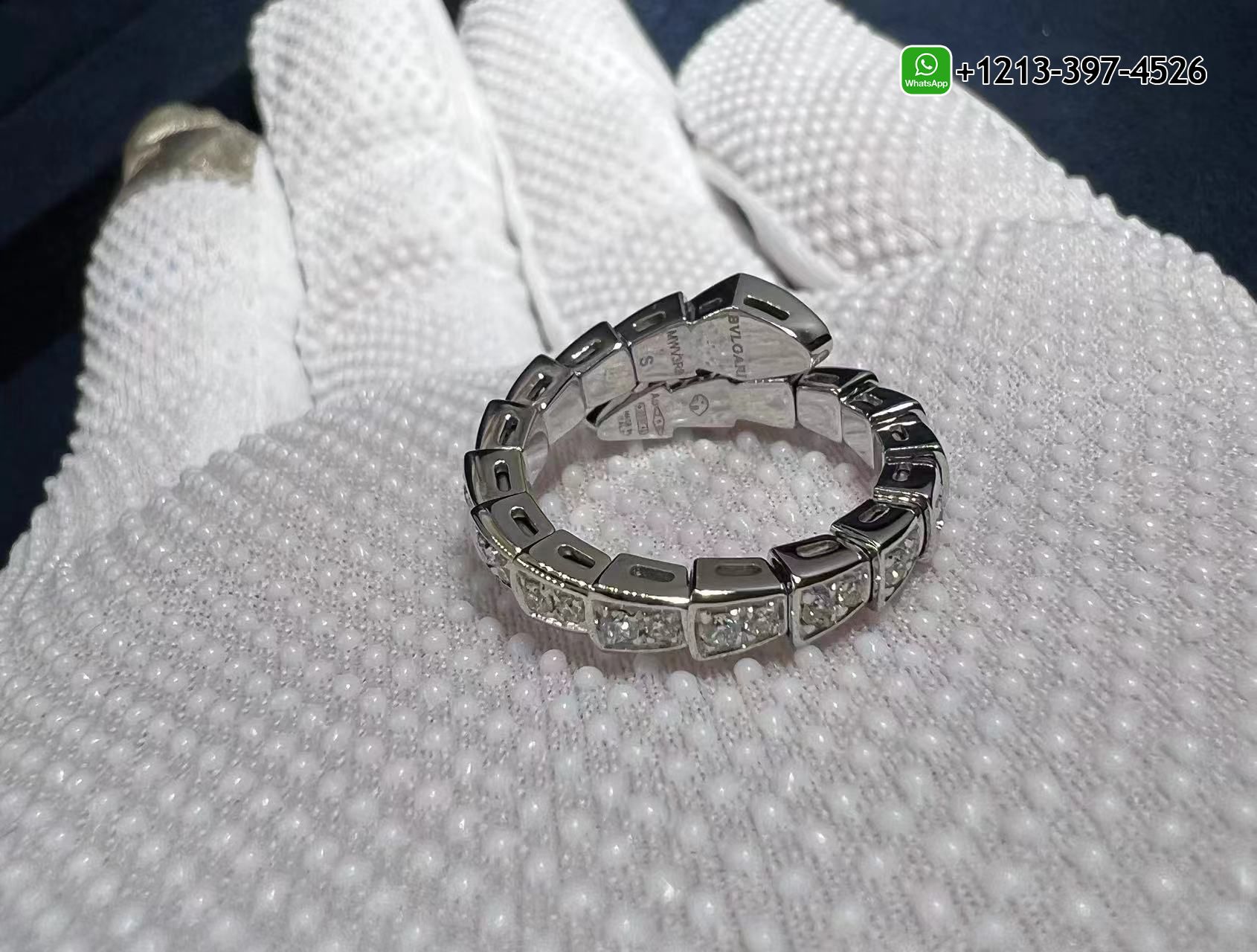 bmqb3ypthw0 1:1 Best Quality Cheap Bvlgari Serpenti Viper 18K White Gold Pavé Diamonds Wrap Ring - High Quality 18k Gold and Diamond Luxury Distinctive Collection Designer Jewelry Customized Factory Price - Image 5