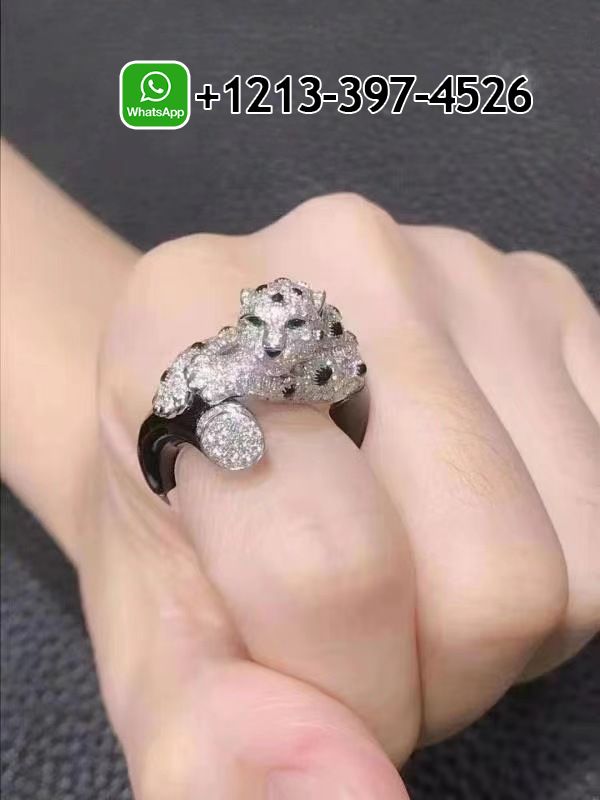 bopl1gxzngo Custom Made Best Sellers Quality 1:1 Copy Panthere de Cartier 18k White Gold Onyx & Diamond Ring - High Quality 18k Gold and Diamond Luxury Distinctive Collection Designer Jewelry Customized Factory Price - Image 5