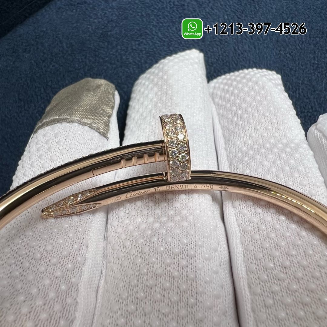 brchxqu3xa3 Custom Made Cheap 1:1 High Quality Cartier Juste un Clou 18k Rose Gold Pave Diamond Classic Nail Bracelet - High Quality 18k Gold and Diamond Luxury Distinctive Collection Designer Jewelry Customized Factory Price - Image 4