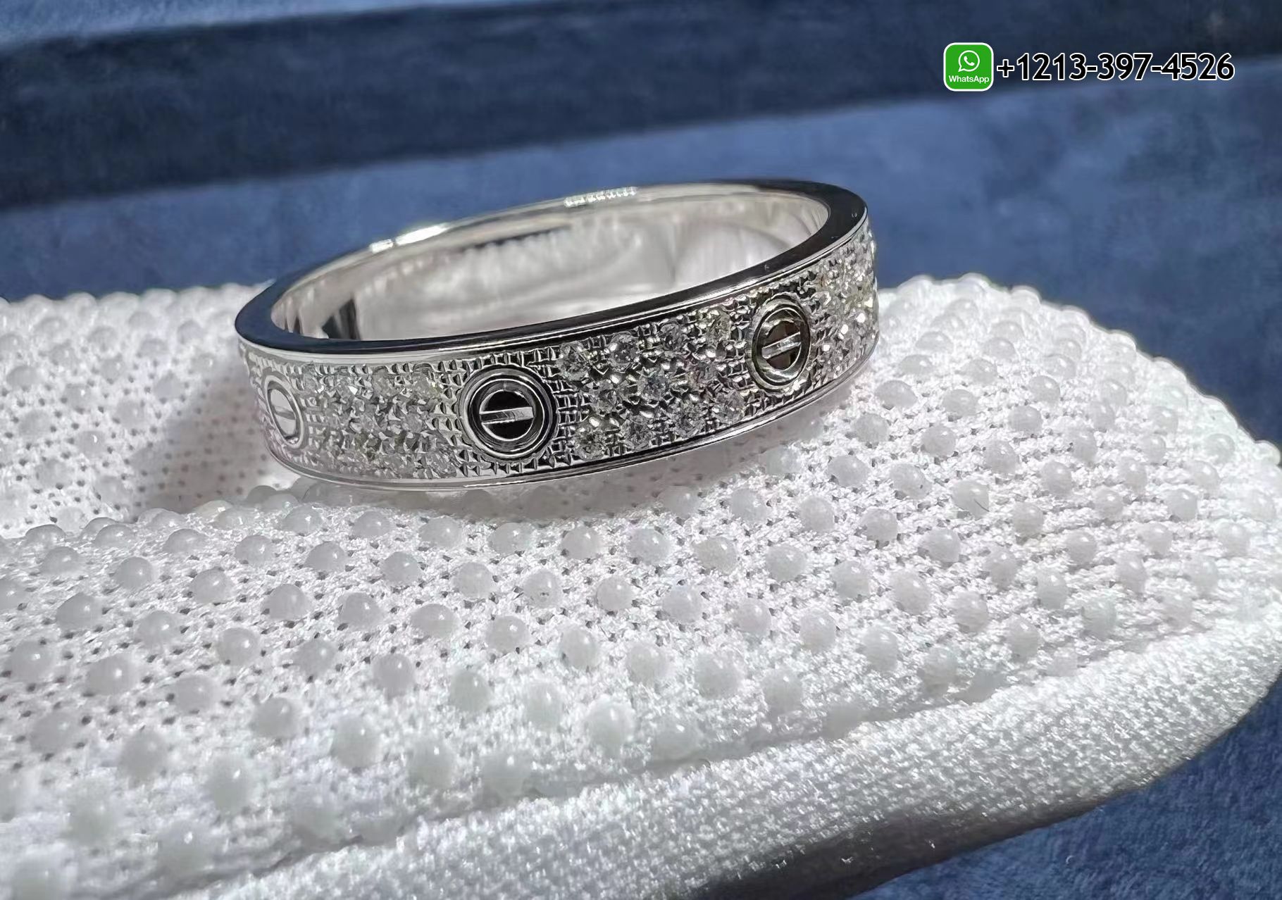 brg3baq25m3 Cartier 18K White Gold Diamond Paved 4mm LOVE Wedding Band Ring B4083400 - High Quality 18k Gold and Diamond Luxury Distinctive Collection Designer Jewelry Customized Factory Price - Image 4