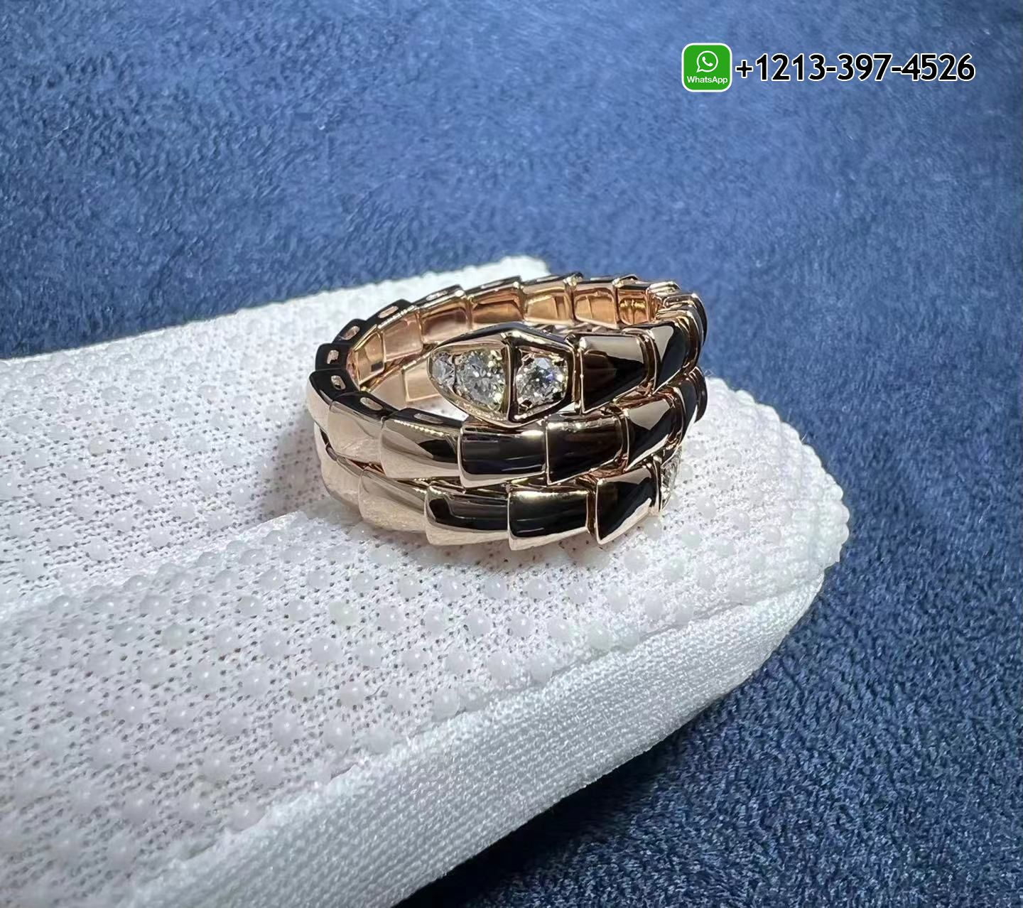 brwpuxgphci Best Sellers 1:1 Quality Cheap Custom Made Bvlgari Serpenti Viper 2-coil 18k Rose Gold Diamonds Wrap Ring - High Quality 18k Gold and Diamond Luxury Distinctive Collection Designer Jewelry Customized Factory Price - Image 4
