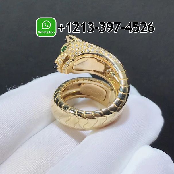 bsrqo1k5e4v Custom Made Best Sellers Quality 1:1 Cartier Panther 18k Yellow Gold Diamond Emerald Onyx Band Ring - High Quality 18k Gold and Diamond Luxury Distinctive Collection Designer Jewelry Customized Factory Price - Image 5