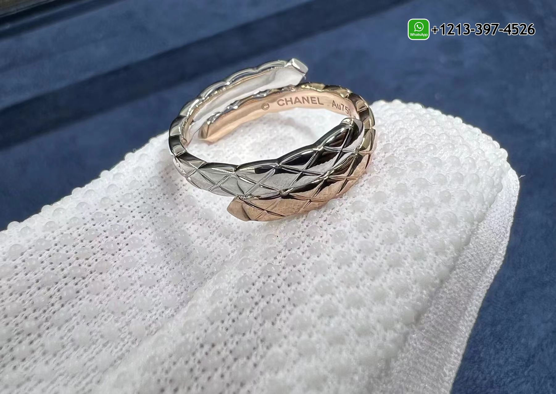 bthlvhd1xad Custom Made Best Sellers Quality 1:1 Copy Chanel Coco Crush Toi Et Moi Ring Quilted Motif, Small Version, 18k White and Beige Gold, Diamonds - High Quality 18k Gold and Diamond Luxury Distinctive Collection Designer Jewelry Customized Factory Price - Image 6