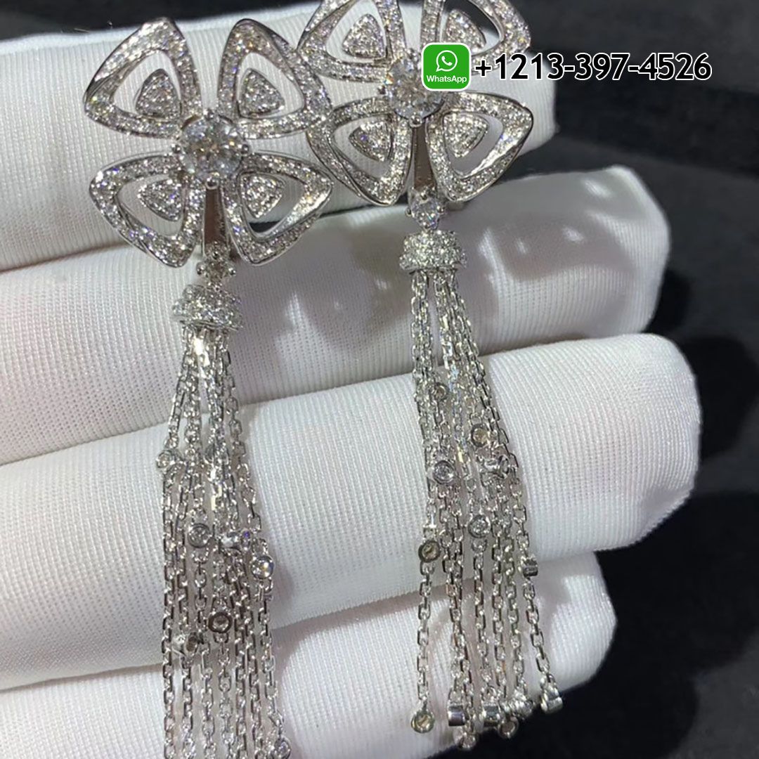 bvb34gomzq3 Bvlgari Fiorever 18k White Gold and Diamond Drop Tassels Earrings 354528 - High Quality 18k Gold and Diamond Luxury Distinctive Collection Designer Jewelry Customized Factory Price - Image 3