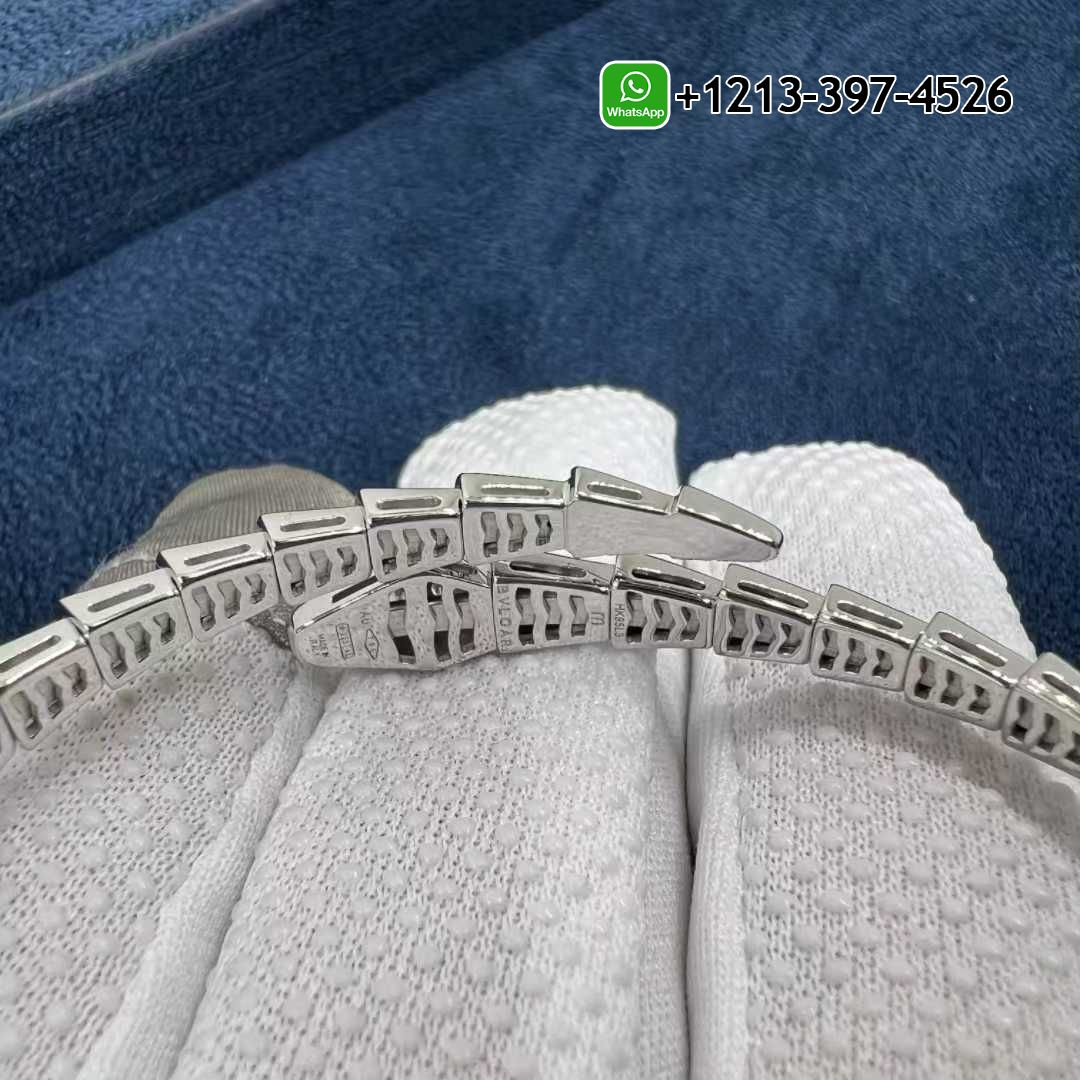 bzbu4fa2vni Custom Made Best Sellers Quality 1:1 Bvlgari Serpenti Viper Diamond 18k White Gold Bracelet - High Quality 18k Gold and Diamond Luxury Distinctive Collection Designer Jewelry Customized Factory Price - Image 4