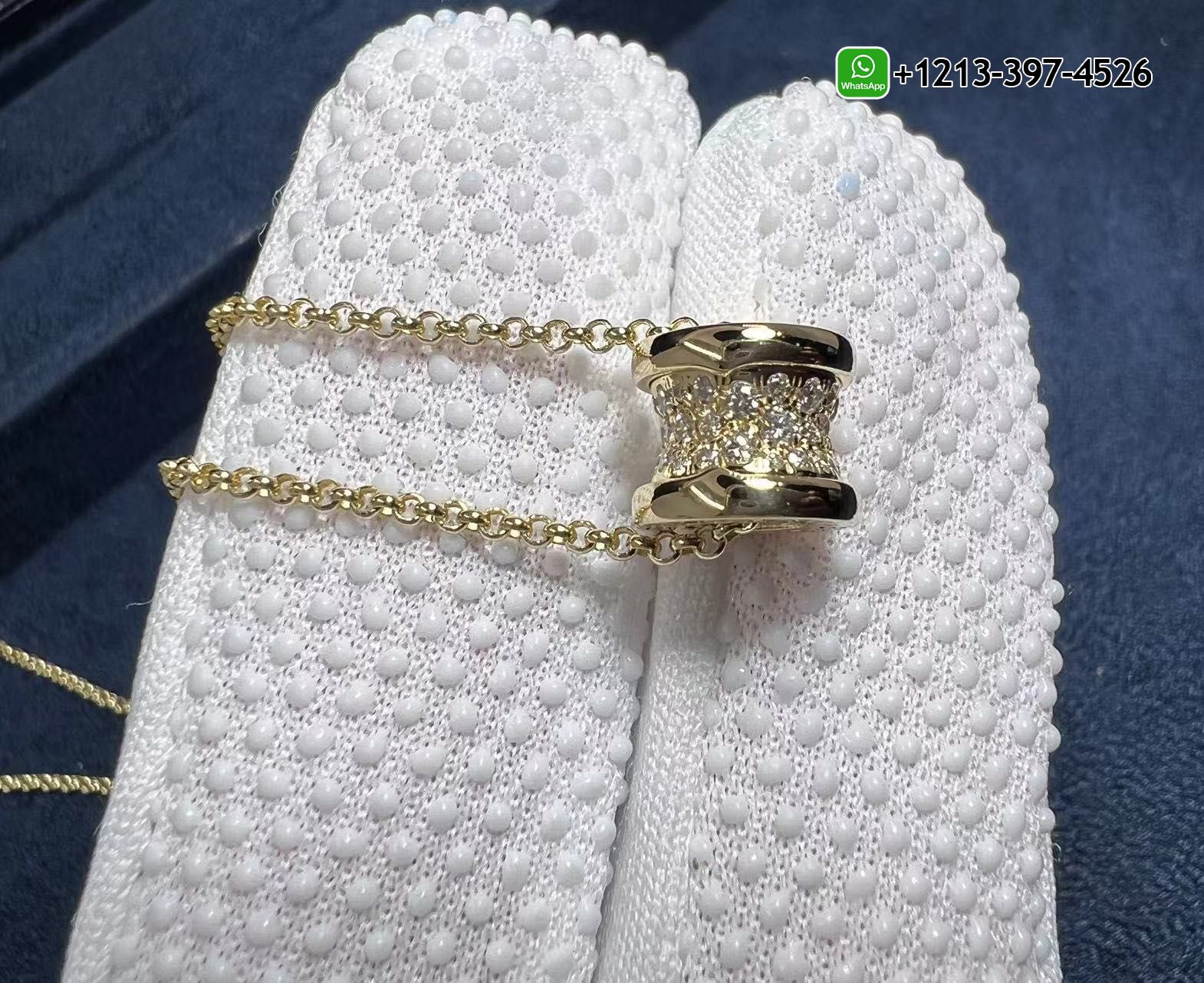 bzcrecbwrbh Custom Made 1:1 High Quality Bvlgari B.zero1 Necklace With18k Yellow Gold Pendant Set with Pavé Diamonds on the Spiral - High Quality 18k Gold and Diamond Luxury Distinctive Collection Designer Jewelry Customized Factory Price - Image 5