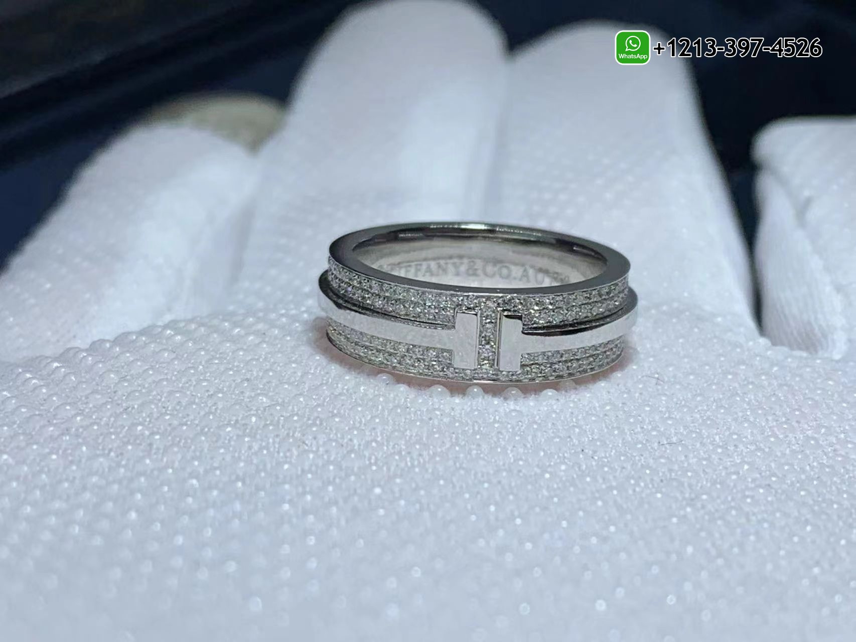 c35c2rcxtzj Best Sellers 1:1 Quality Cheap Custom Made Tiffany 18k White Gold T Wide Pavé Diamond Ring - High Quality 18k Gold and Diamond Luxury Distinctive Collection Designer Jewelry Customized Factory Price - Image 2