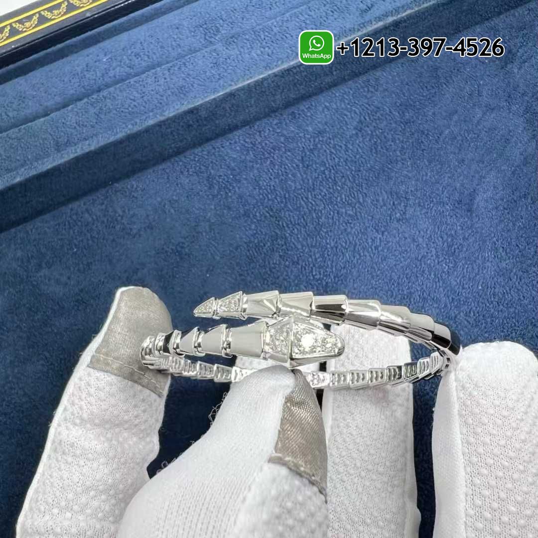 Custom Made Best Sellers Quality 1:1 Bvlgari Serpenti Viper Diamond 18k White Gold Bracelet - High Quality 18k Gold and Diamond Luxury Distinctive Collection Designer Jewelry Customized Factory Price