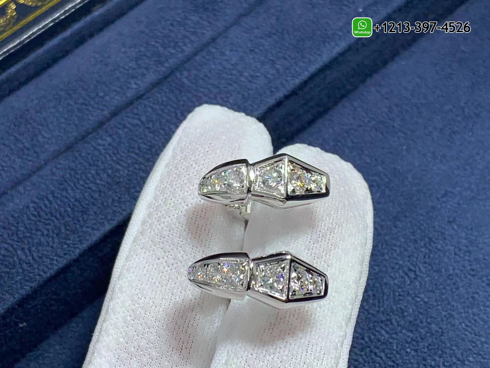 c4grglp0v3n Best Sellers 1:1 Quality Cheap Custom Made Bvlgari Serpenti Snake Diamond Huggie 18K White Gold Earrings - High Quality 18k Gold and Diamond Luxury Distinctive Collection Designer Jewelry Customized Factory Price - Image 2