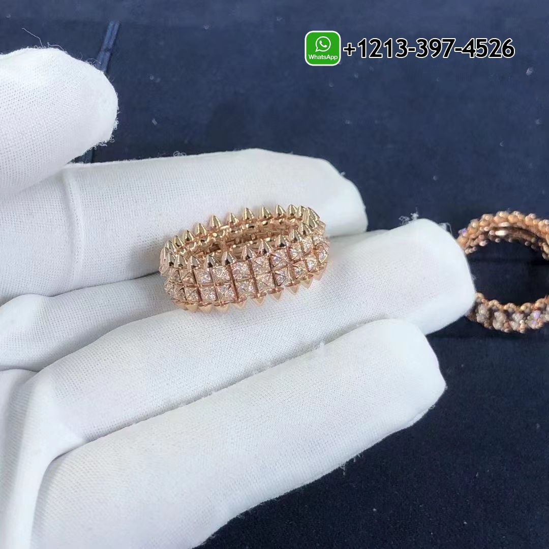 Best Sellers 1:1 Quality Cheap Custom Made Cartier Clash de Cartier Solid 18k Pink Gold Double Row Model Diamond Ring - High Quality 18k Gold and Diamond Luxury Distinctive Collection Designer Jewelry Customized Factory Price