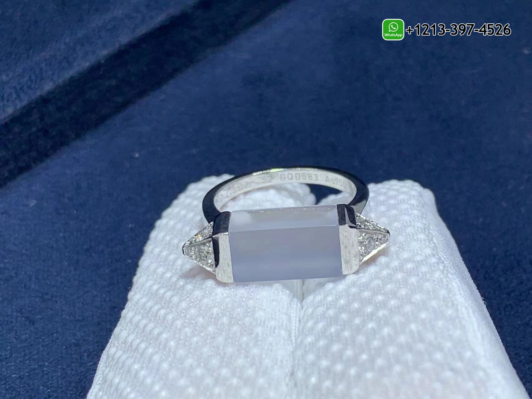 cb1azvn5o24 Custom Made Best Quality 1:1 Cartier Les Berlingots de Cartier 18k White Gold Blue Chalcedony Diamond Ring - High Quality 18k Gold and Diamond Luxury Distinctive Collection Designer Jewelry Customized Factory Price - Image 4