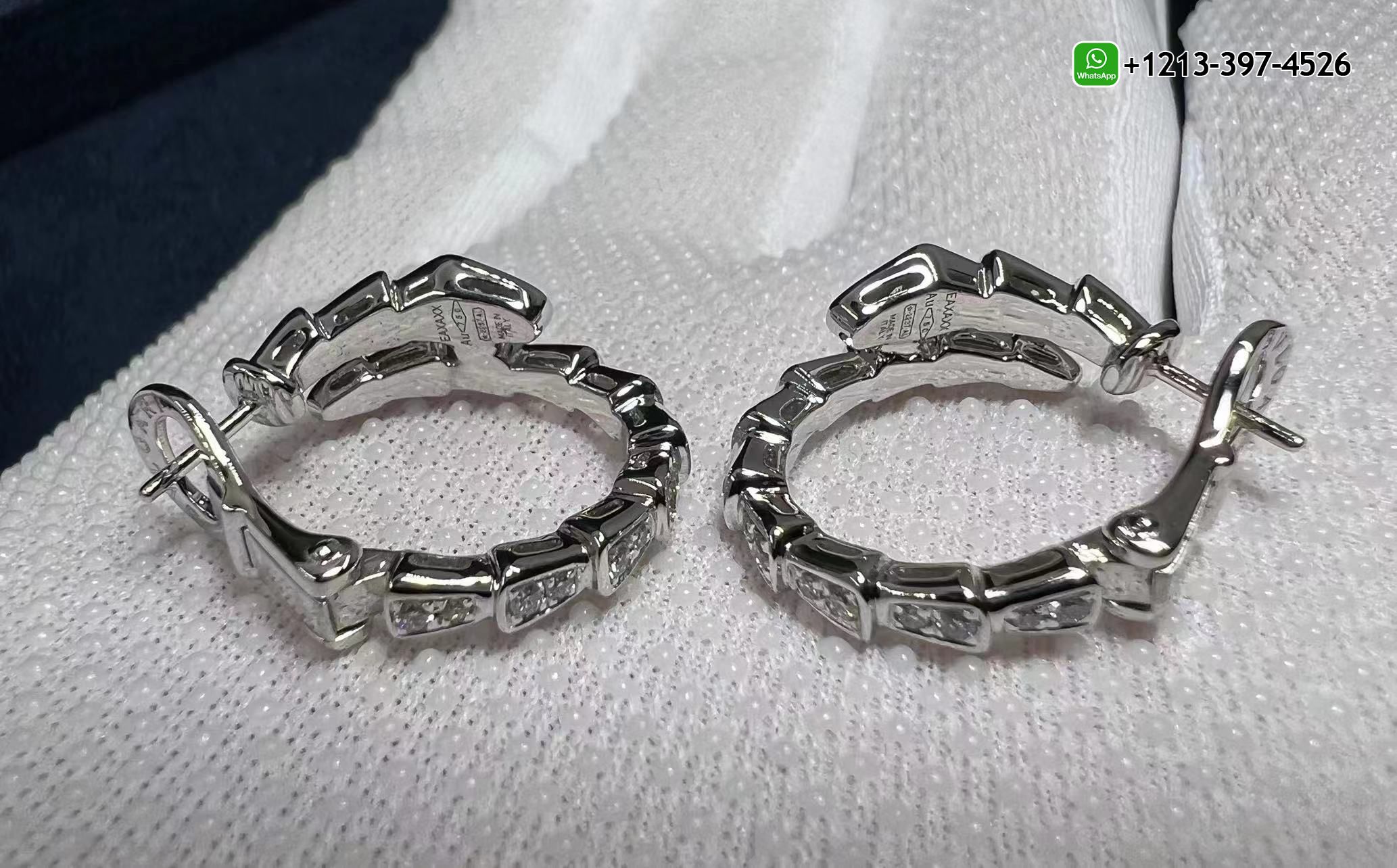 cdhts5ejimu Best Sellers 1:1 Quality Cheap Custom Made Bvlgari Serpenti Viper Full Pave Diamond 18k White Gold Hoop Earrings - High Quality 18k Gold and Diamond Luxury Distinctive Collection Designer Jewelry Customized Factory Price - Image 3