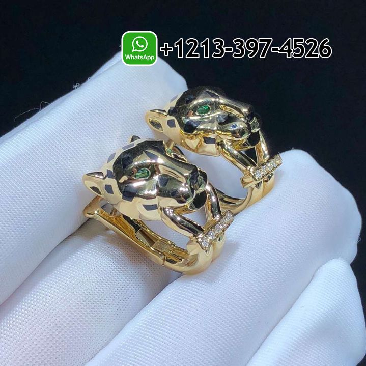cecfvht14kr Custom Made Best Sellers Quality 1:1 Copy Cartier Panthere de Cartier 18k Yellow Gold Diamond Black Lacquer Earrings - High Quality 18k Gold and Diamond Luxury Distinctive Collection Designer Jewelry Customized Factory Price - Image 5