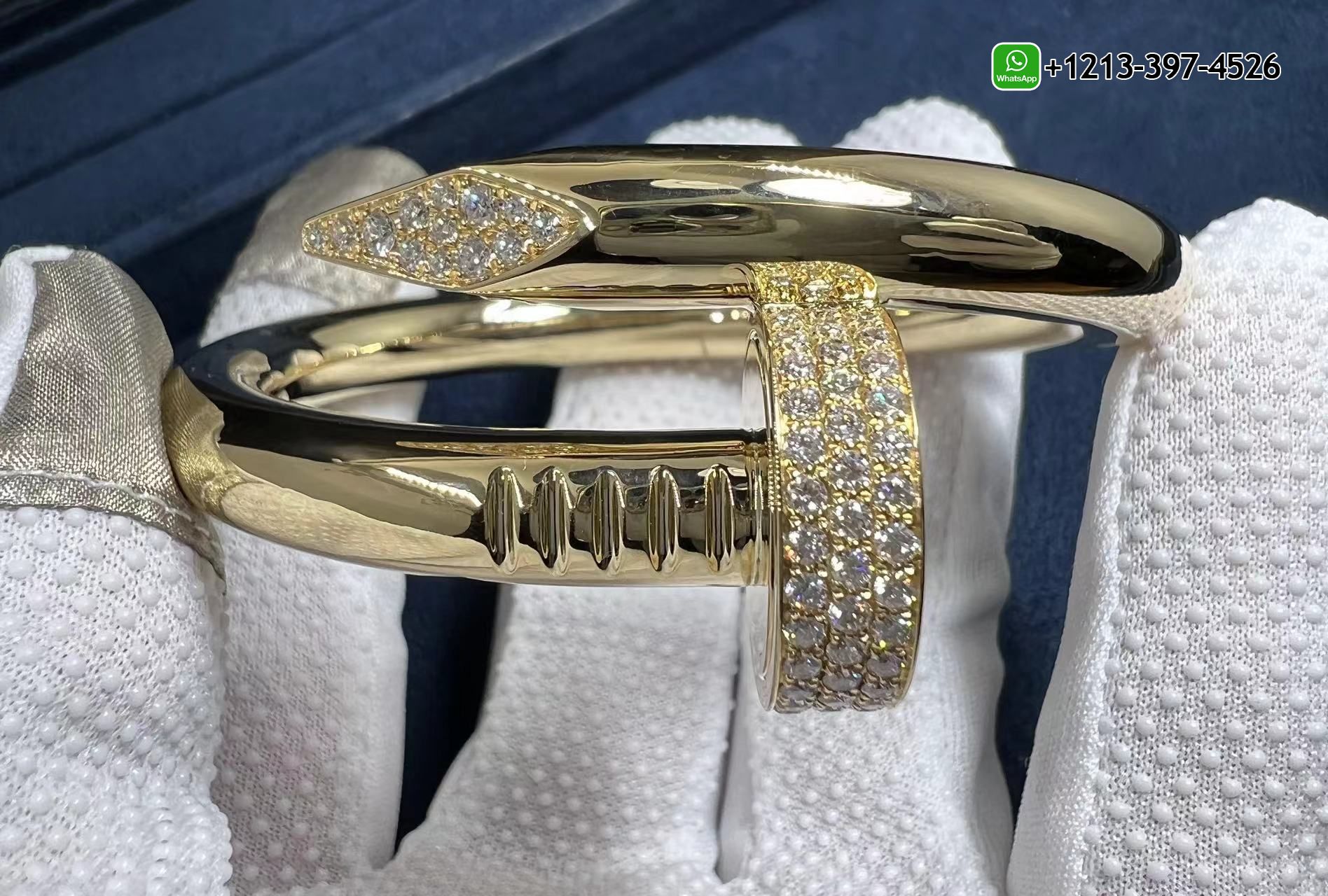 cj3sjc3y1eu Custom Made 1:1 High Quality Replica Cartier 18k Yellow Gold Diamond Large Model Juste un Clou XL Nail Bracelet - High Quality 18k Gold and Diamond Luxury Distinctive Collection Designer Jewelry Customized Factory Price - Image 2