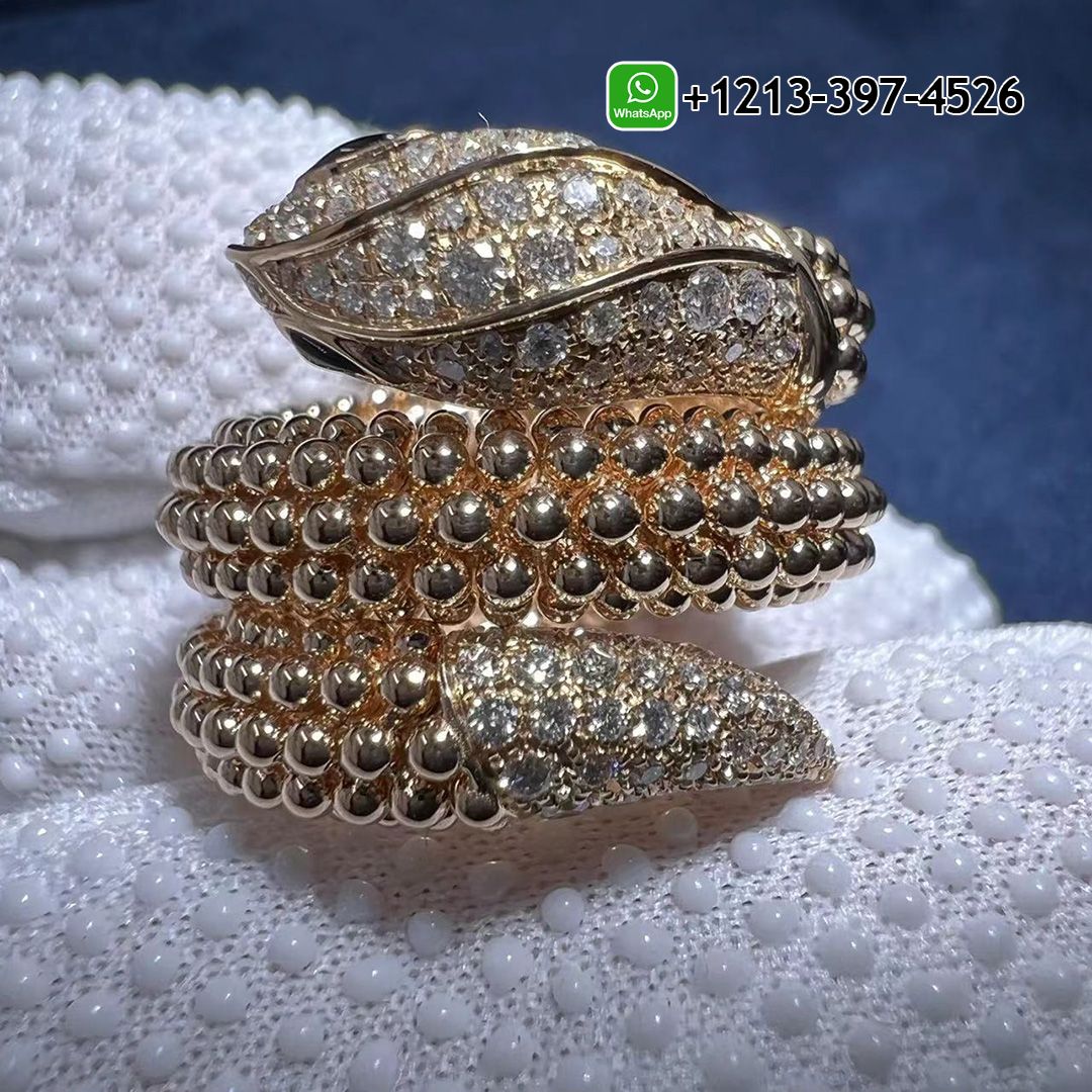 Best Quality Bvlgari Serpenti ring in 18 kt rose gold with pavé diamonds and black onyx eyes - High Quality 18k Gold and Diamond Luxury Distinctive Collection Designer Jewelry Customized Factory Price