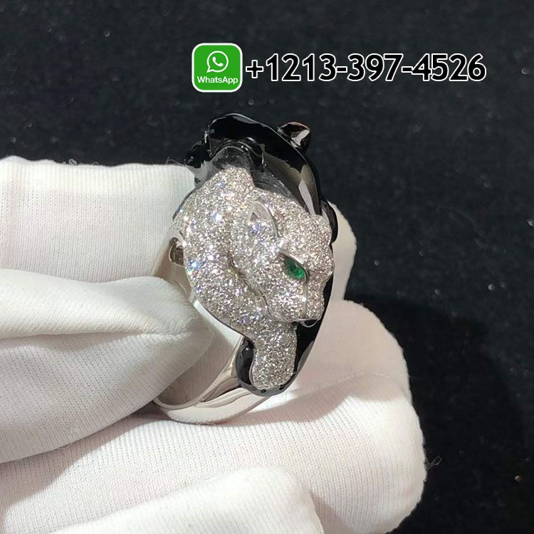 ckntsdaohgr Custom Made Best Sellers Quality 1:1 Cartier Panthère de Cartier 18K White Gold Diamond Emerald Onyx Ring - High Quality 18k Gold and Diamond Luxury Distinctive Collection Designer Jewelry Customized Factory Price