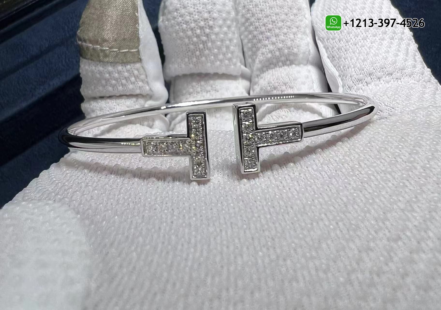 1:1 Quality Cheap Custom Made Tiffany 18k White Gold Diamond T Wire Bracelet - High Quality 18k Gold and Diamond Luxury Distinctive Collection Designer Jewelry Customized Factory Price Ckqburohnwm
