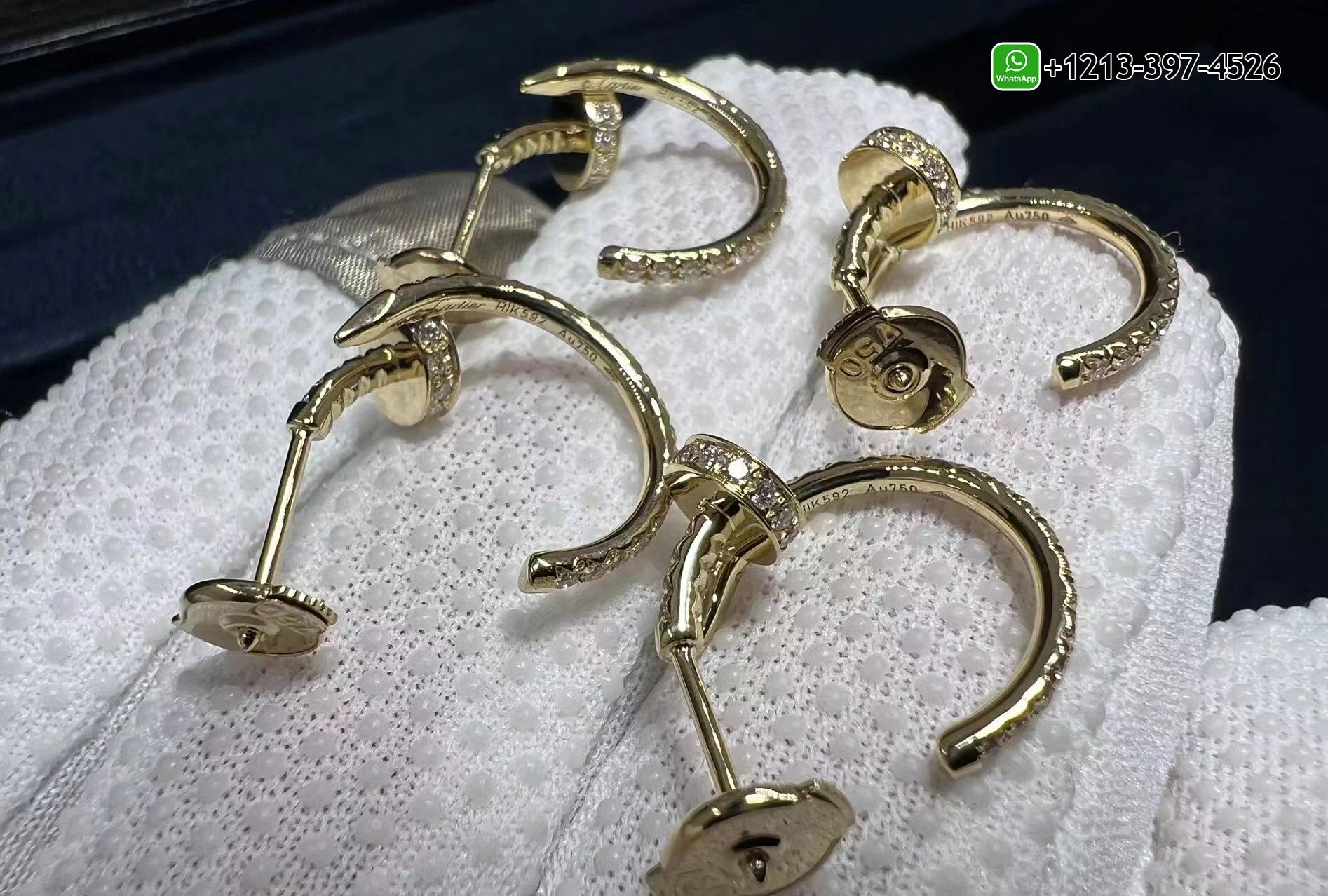 claq3wa25pj Custom Made Best Sellers Quality 1:1 Copy Cartier Juste un Clou 18k Yellow Gold Pave Diamond Nail Hoop Earrings - High Quality 18k Gold and Diamond Luxury Distinctive Collection Designer Jewelry Customized Factory Price - Image 5