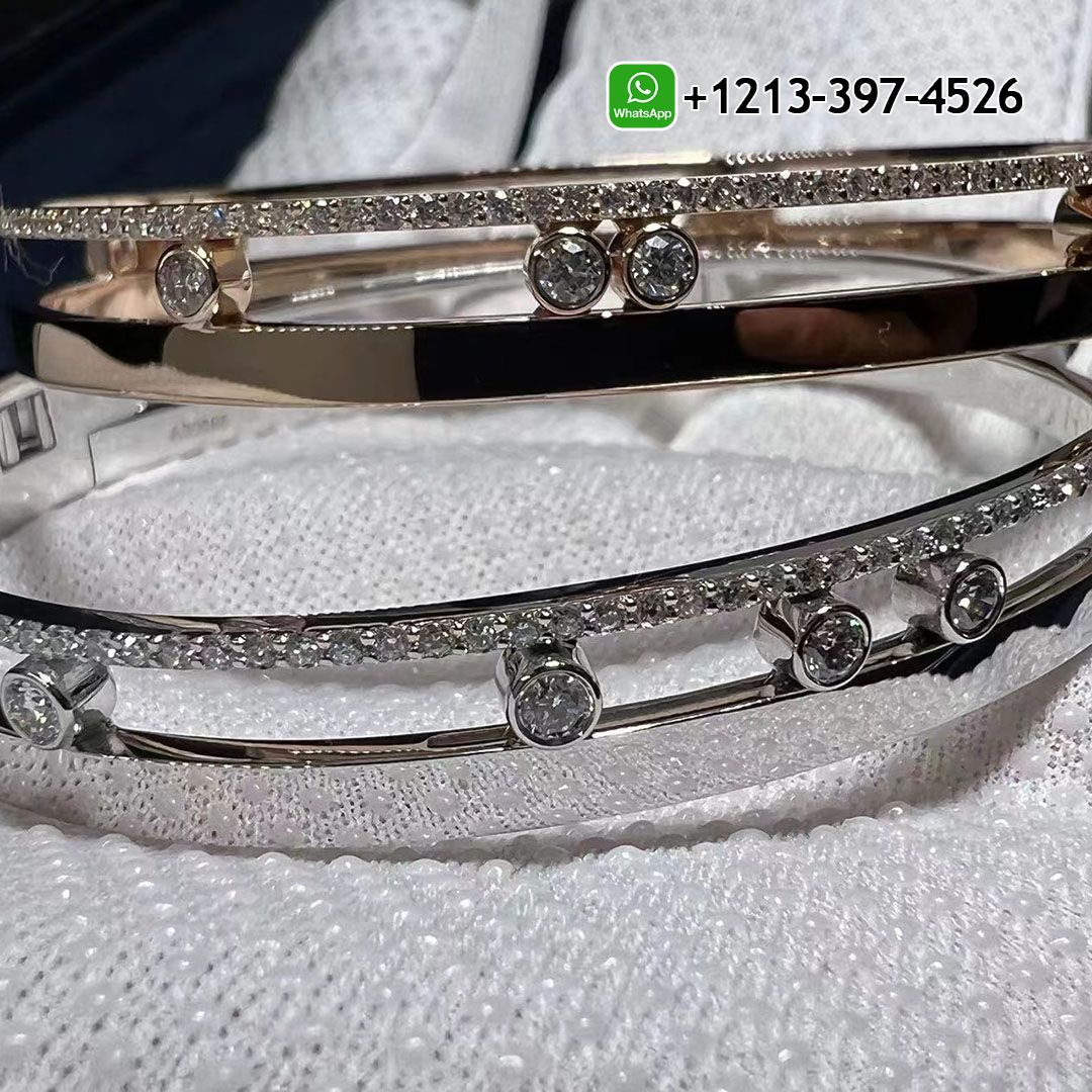 Custom Made Best Sellers Quality 1:1 Copy Messika Move Romane 18k White Gold Diamond Bangle Bracelet - High Quality 18k Gold and Diamond Luxury Distinctive Collection Designer Jewelry Customized Factory Price Cmvm1omrumm