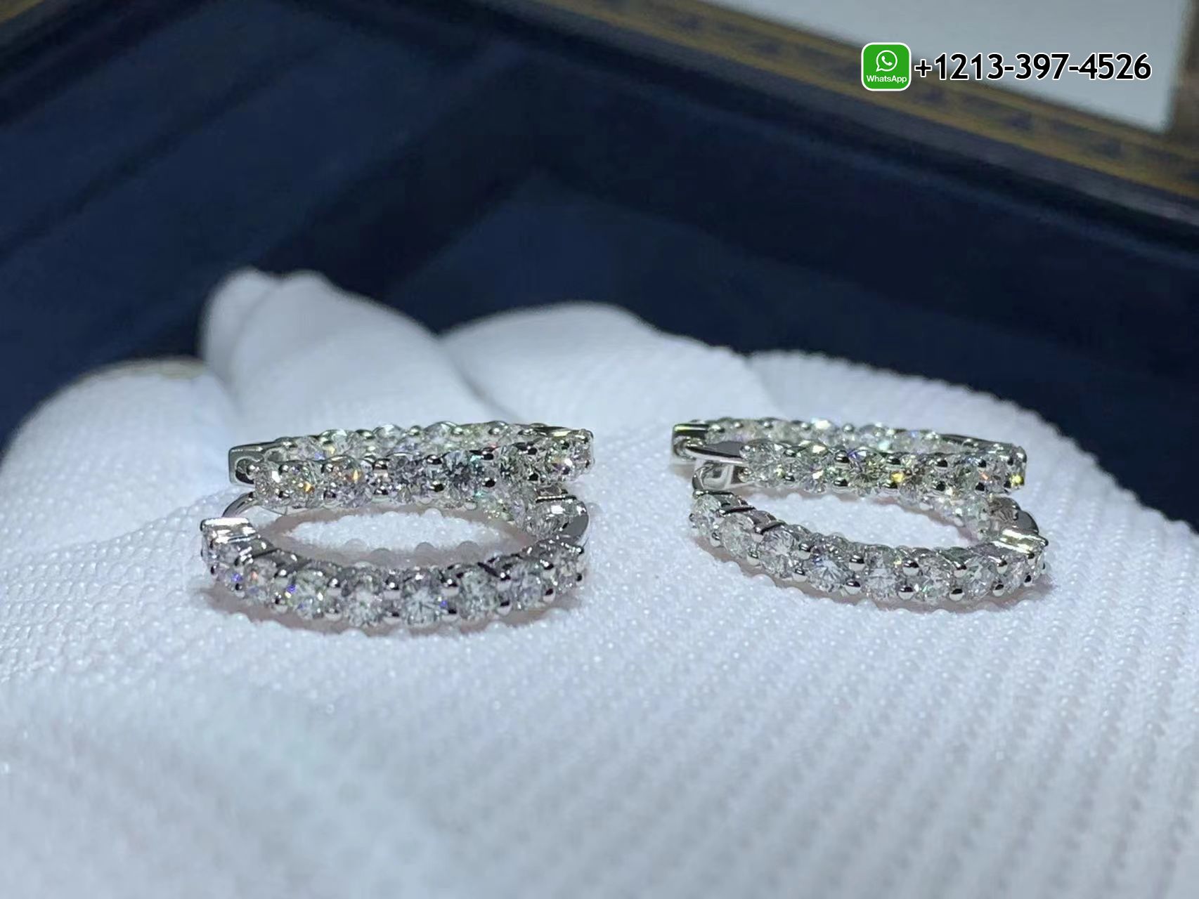 cnbflb4m4zq Best Sellers 1:1 Quality Cheap Tiffany 18k White Gold Medium Diamond Hoop Earrings - High Quality 18k Gold and Diamond Luxury Distinctive Collection Designer Jewelry Customized Factory Price - Image 3