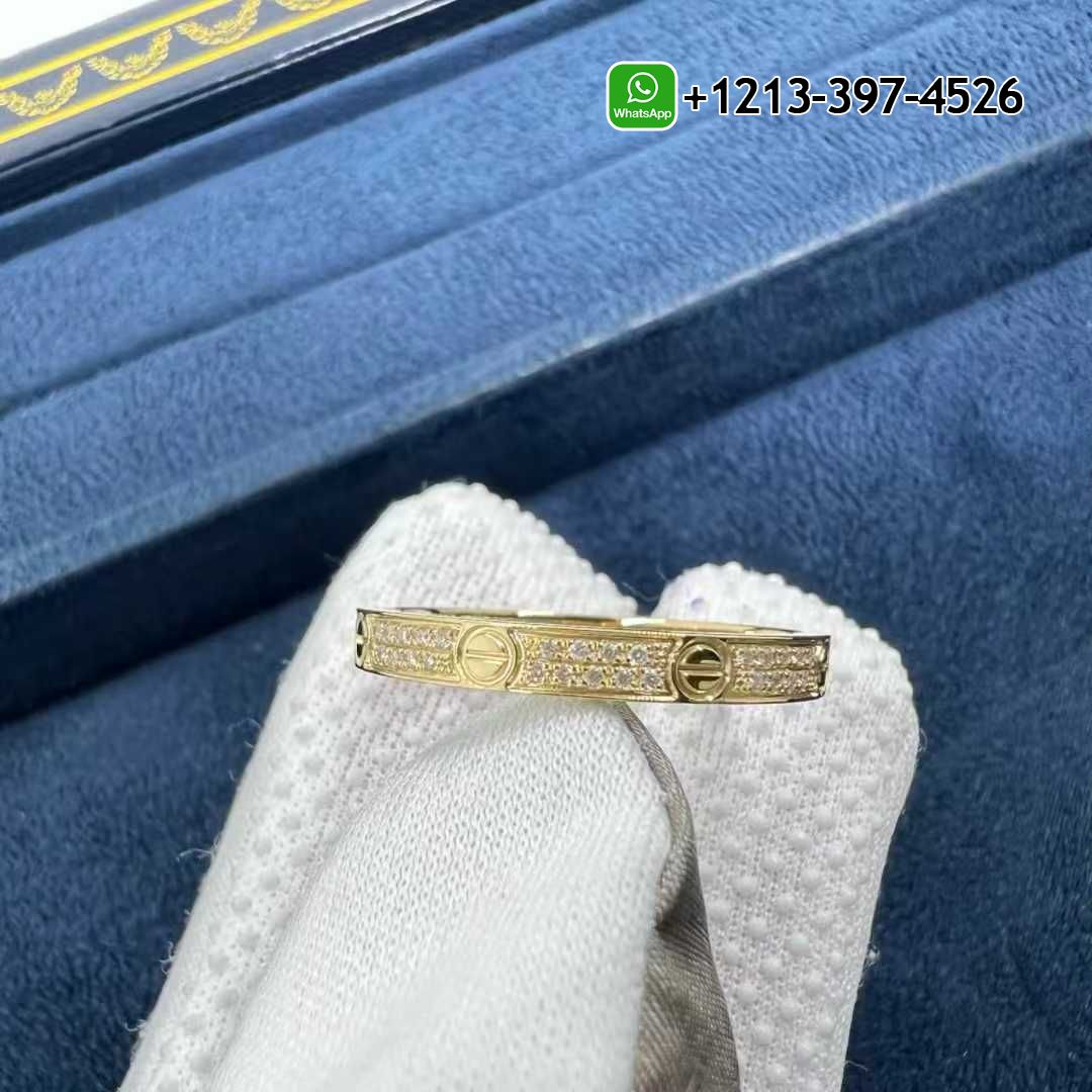 Cartier 18K Yellow Gold Pave Diamond Small Model Love Band Ring B4218000 - High Quality 18k Gold and Diamond Luxury Distinctive Collection Designer Jewelry Customized Factory Price Cnc1xvrdool