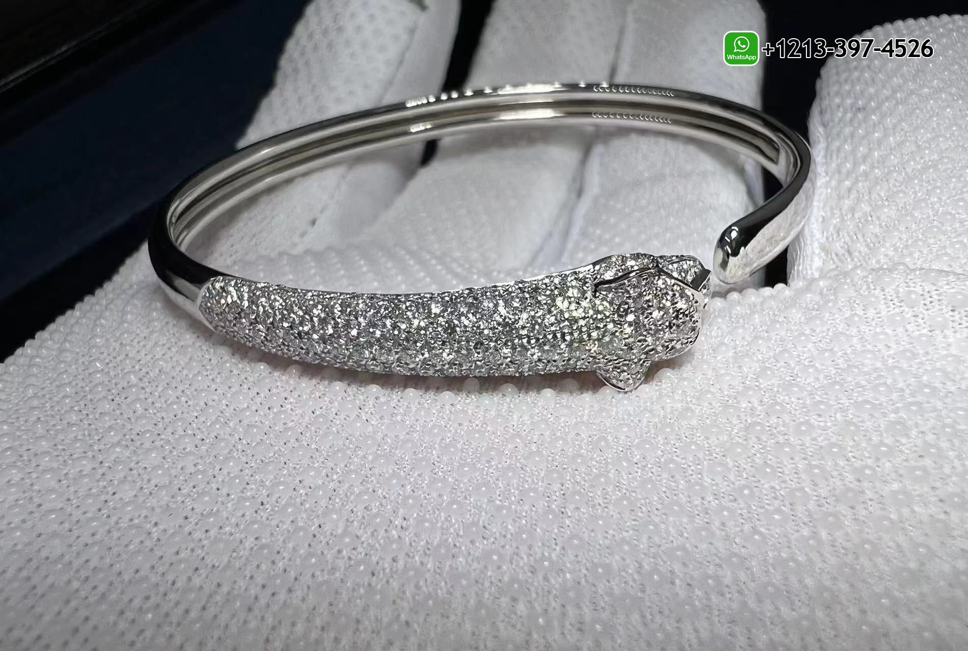 cnjjiquccnm Best Sellers 1:1 Quality Cheap Custom Made Panthère de Cartier 18k White Gold Onyx, Emeralds, Half Diamond Paved Bracelet - High Quality 18k Gold and Diamond Luxury Distinctive Collection Designer Jewelry Customized Factory Price - Image 9