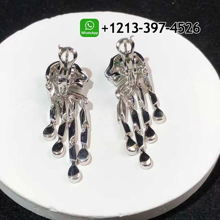 cooqyayyeyg Custom Made Best Quality 1:1 Cartier 18k White Gold Diamond & Onyx Panthere de Cartier Earrings - High Quality 18k Gold and Diamond Luxury Distinctive Collection Designer Jewelry Customized Factory Price - Image 6