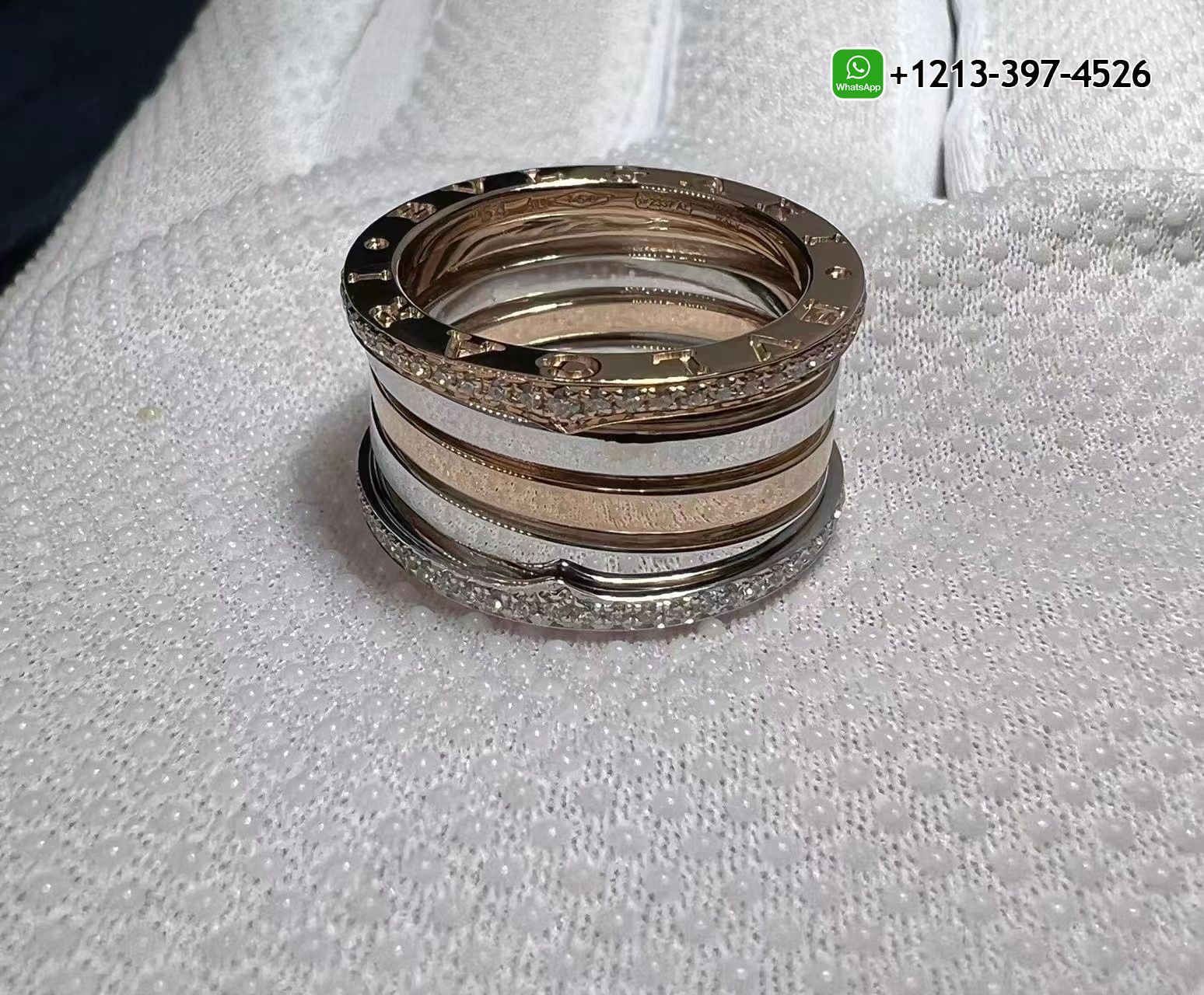 cqytnoyw53m Best Sellers 1:1 Quality Cheap Custom Made Bvlgari B.Zero1 18kt Rose Gold and White Gold With Diamonds Ring - High Quality 18k Gold and Diamond Luxury Distinctive Collection Designer Jewelry Customized Factory Price - Image 8