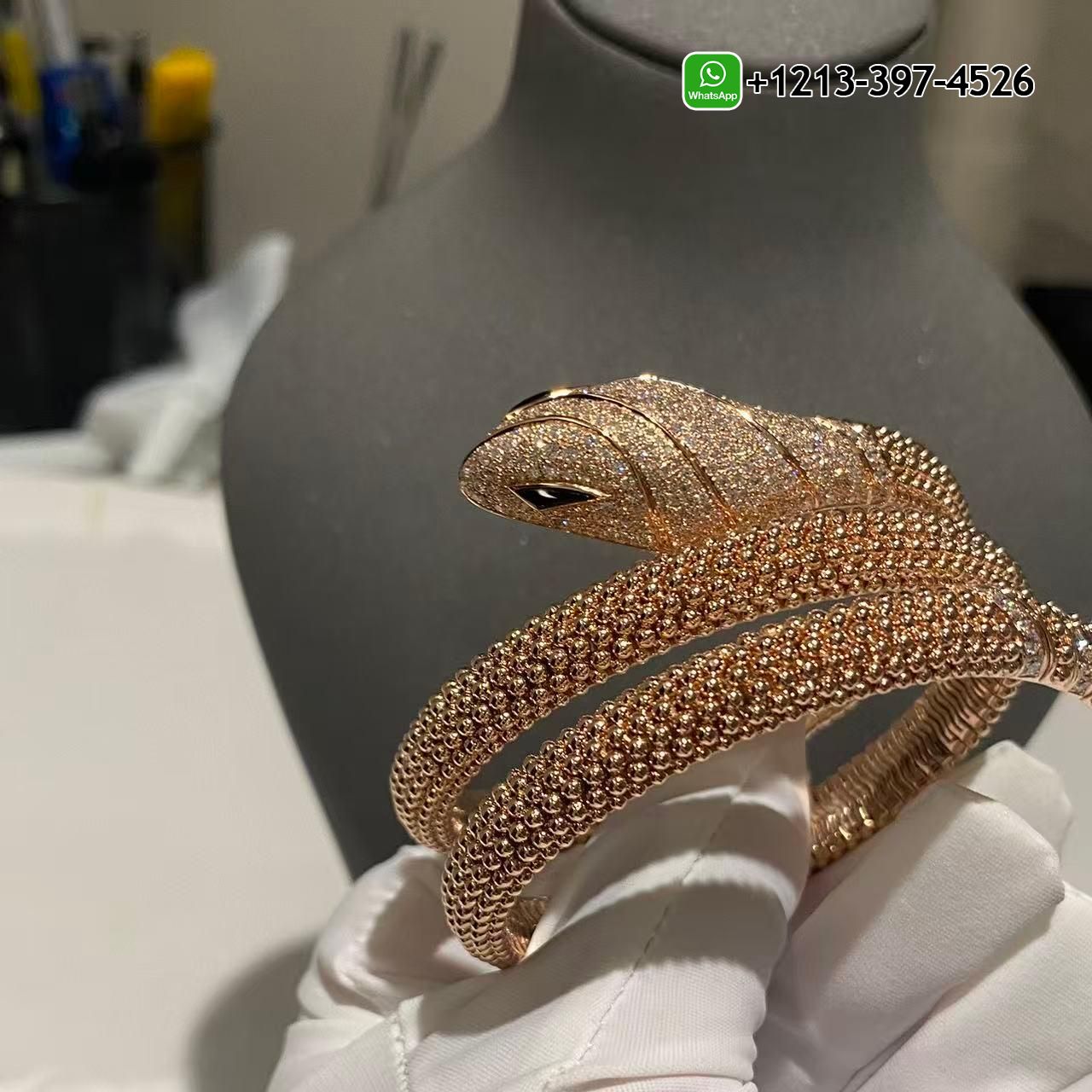 crojtudfys3 Bvlgari 18K Rose Gold Serpenti Diamond & Black Onyx Snake Double Circle Bracelet for sale - High Quality 18k Gold and Diamond Luxury Distinctive Collection Designer Jewelry Customized Factory Price - Image 7