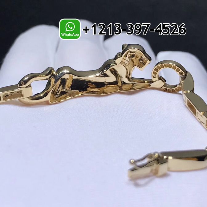 csjmk4fwa0h Custom Made Best Sellers Quality 1:1 Cartier Panthère De Cartier 18K Yellow Gold, Lacquer, Diamond, Tsavorite Garnet, Onyx Bracelet - High Quality 18k Gold and Diamond Luxury Distinctive Collection Designer Jewelry Customized Factory Price - Image 4