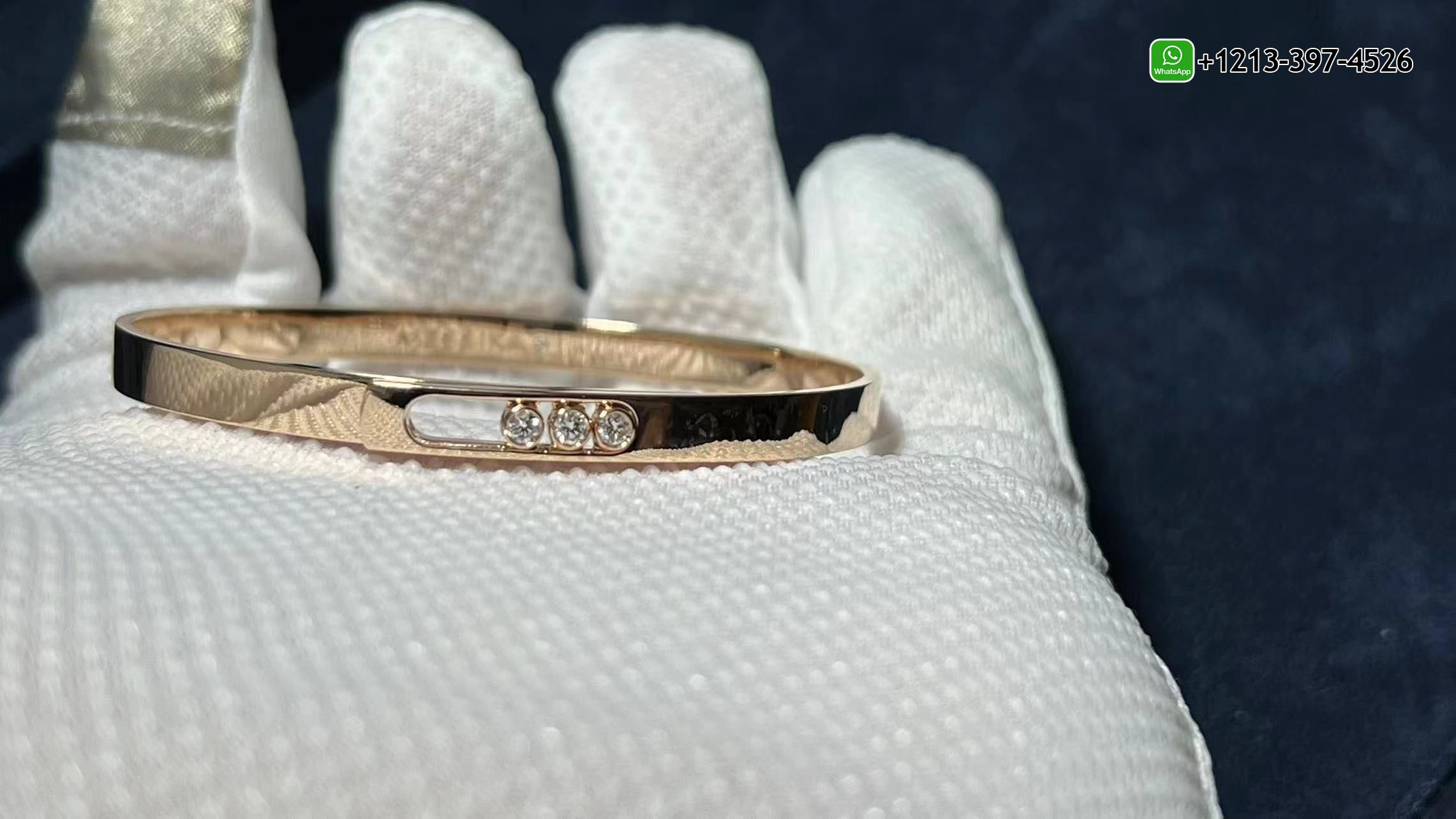 cuykpjhykbx Best Quality 1:1 Copy Messika 18K Rose Gold 3 Diamond Move Noa Bangle Bracelet - High Quality 18k Gold and Diamond Luxury Distinctive Collection Designer Jewelry Customized Factory Price - Image 9