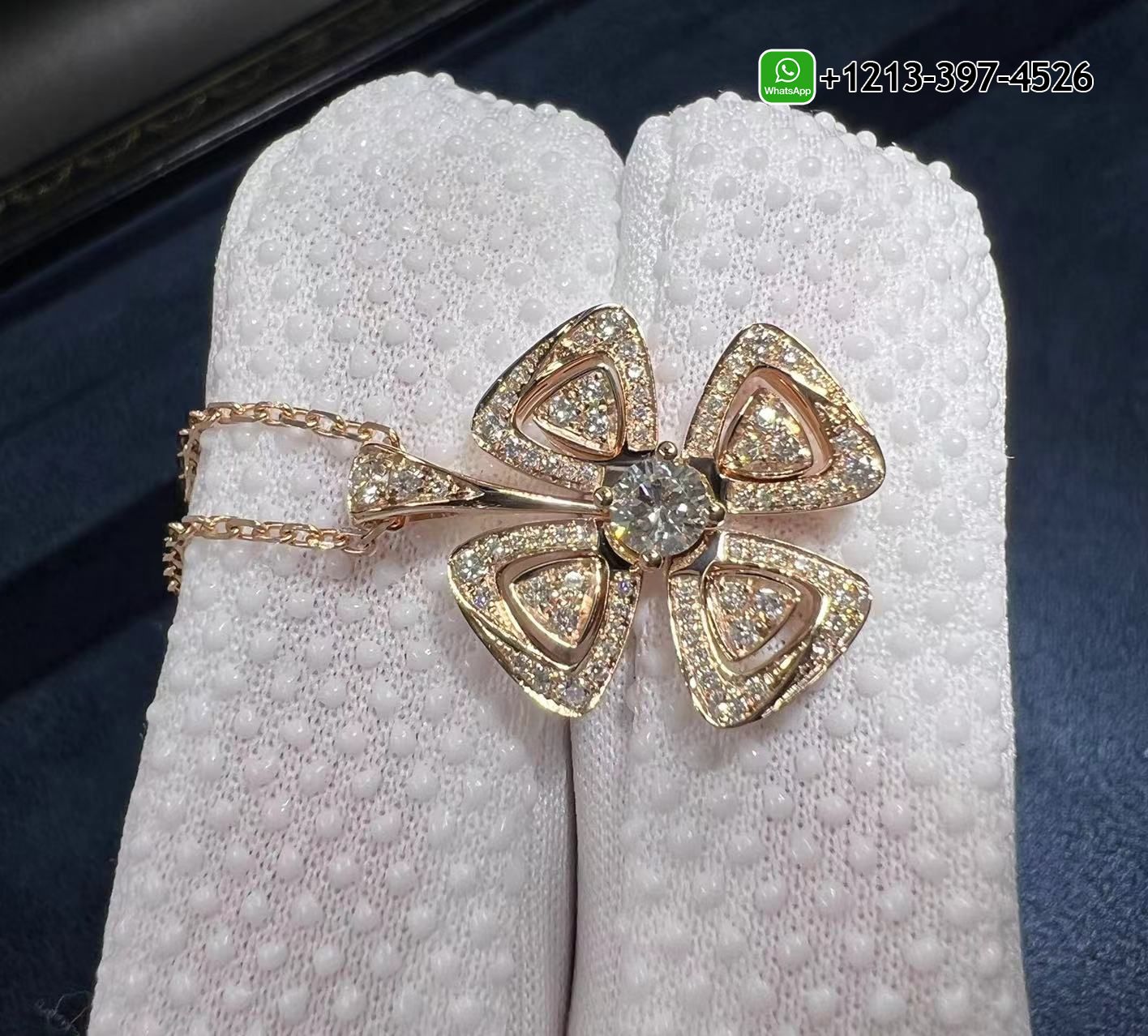 cxbv5d22f2r 1:1 Best Quality Cheap Custom Made Bvlgari Fiorever 18k Rose Gold Central Diamond Pendant Necklace - High Quality 18k Gold and Diamond Luxury Distinctive Collection Designer Jewelry Customized Factory Price - Image 2