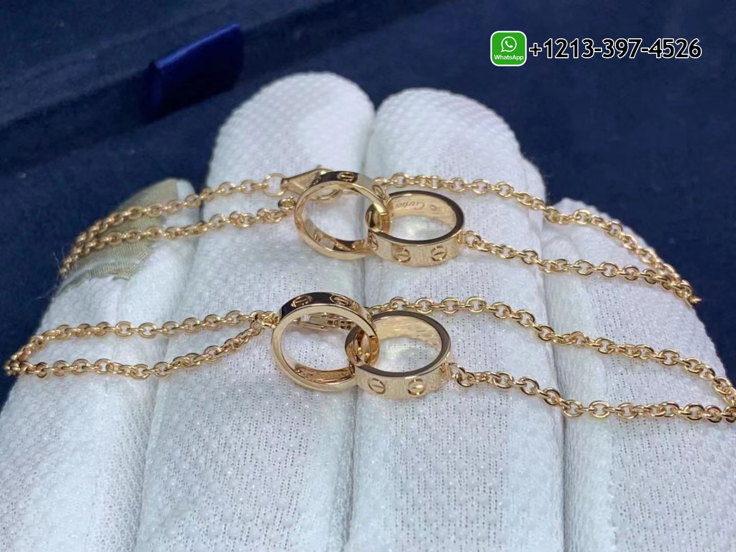 cxf1t5d5nbn Custom Made Best Quality 1:1 Cartier 18k Rose Gold Love 2 Hoops Gold Chain Bracelet - High Quality 18k Gold and Diamond Luxury Distinctive Collection Designer Jewelry Customized Factory Price - Image 5