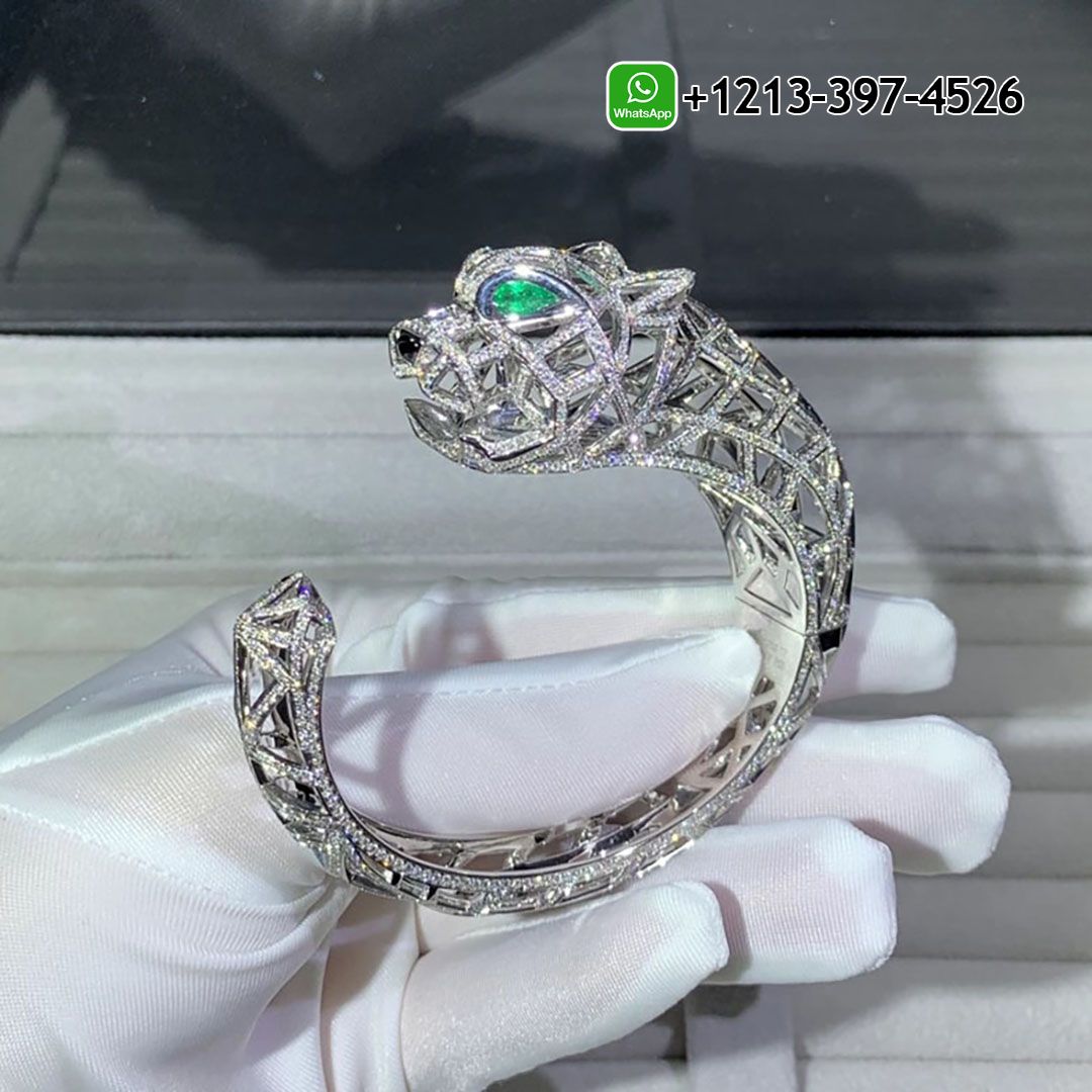 Best Sellers 1:1 Quality Cheap Custom Made Panthère de Cartier Bracelet 18K White Gold With 5.46ct Diamonds Paved - High Quality 18k Gold and Diamond Luxury Distinctive Collection Designer Jewelry Customized Factory Price